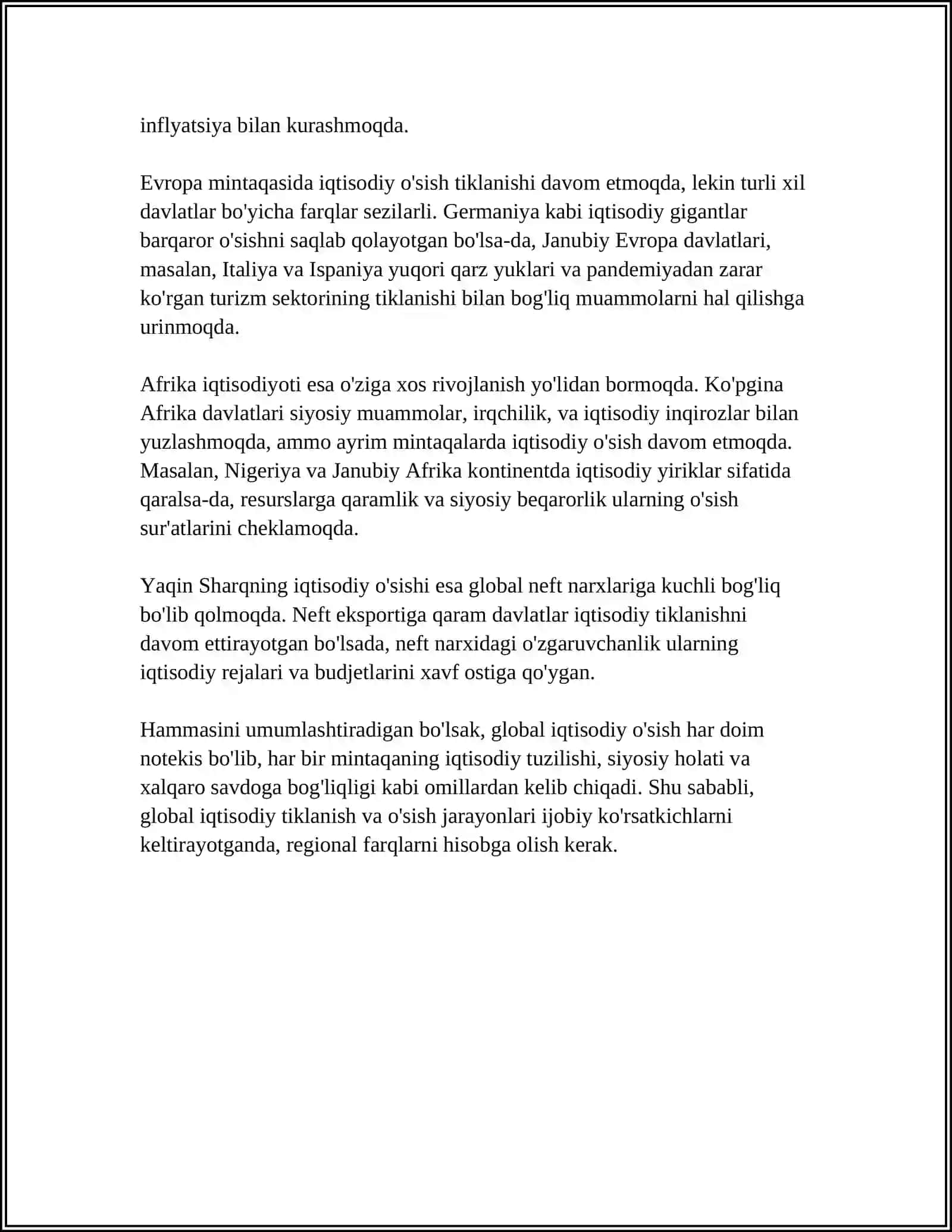 GLOBAL IQTISODIY RIVOJLANISH 4