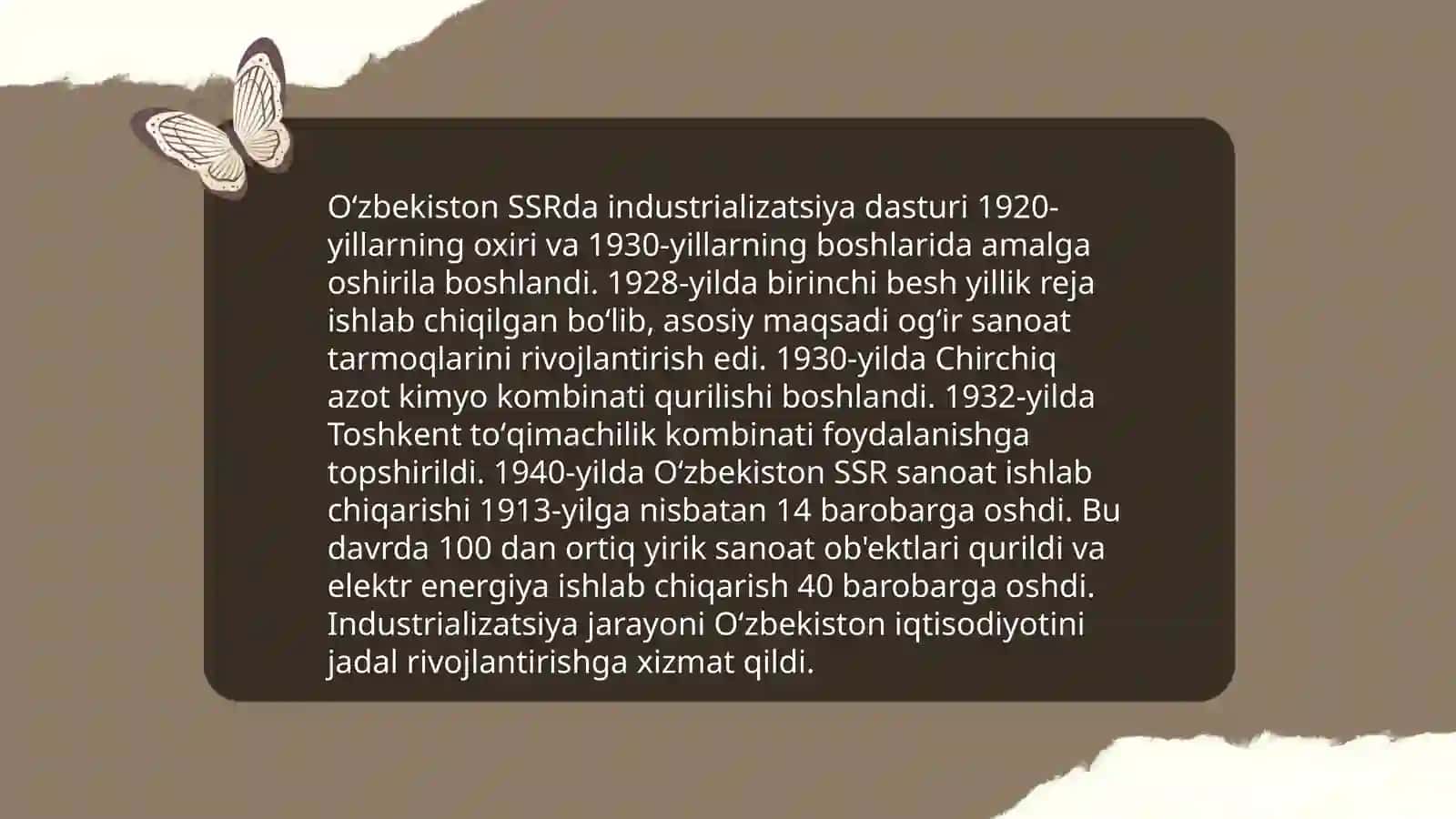 O’zbekiston SSRda sanoatning rivojlanishi (1930-1960 yillar) 4