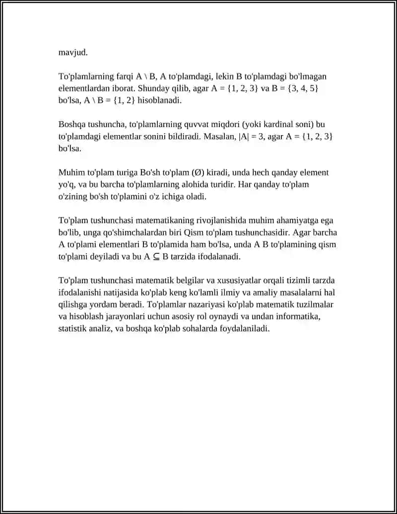 TO’PLAM TUSHUNCHASI VA ULAR USTIDA AMALLAR 4