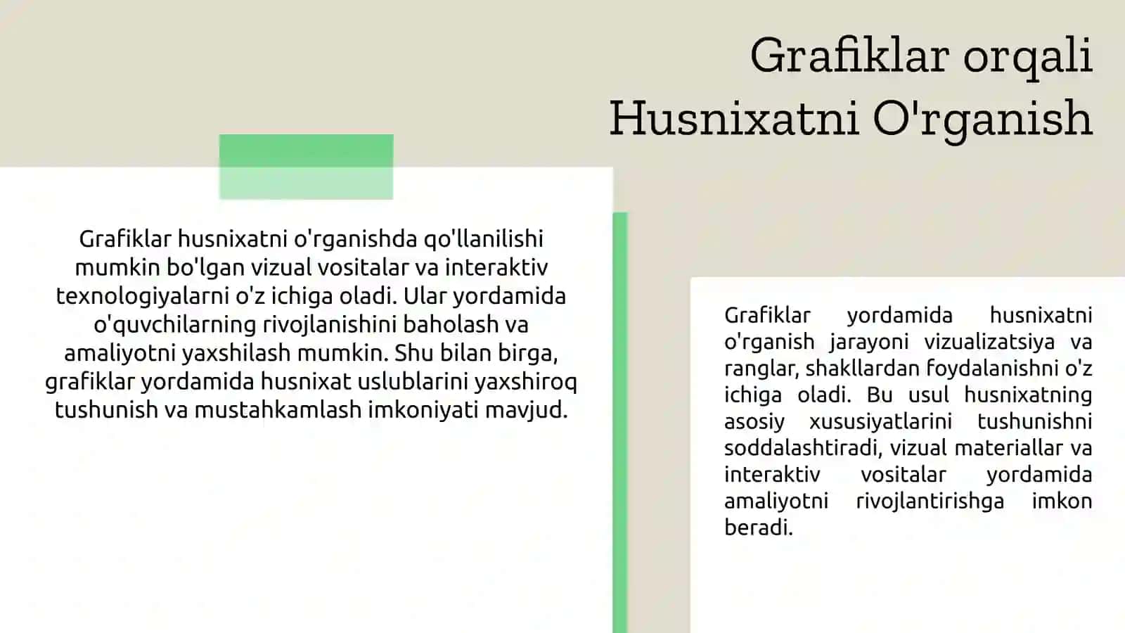 Husnixatga o'rgatishning grafik talablari 4
