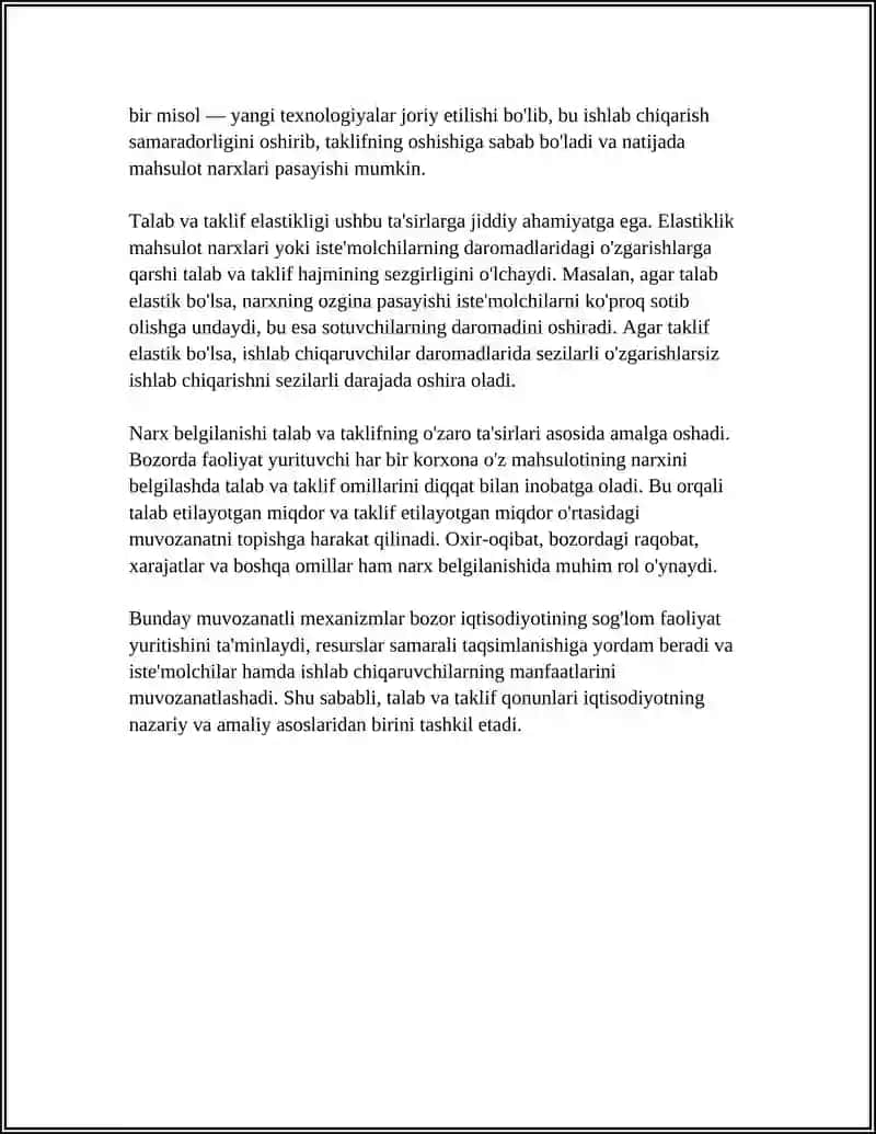 TALAB VA TAKLIFNING BOZORDAGI OʻZARO TA'SIRI 4