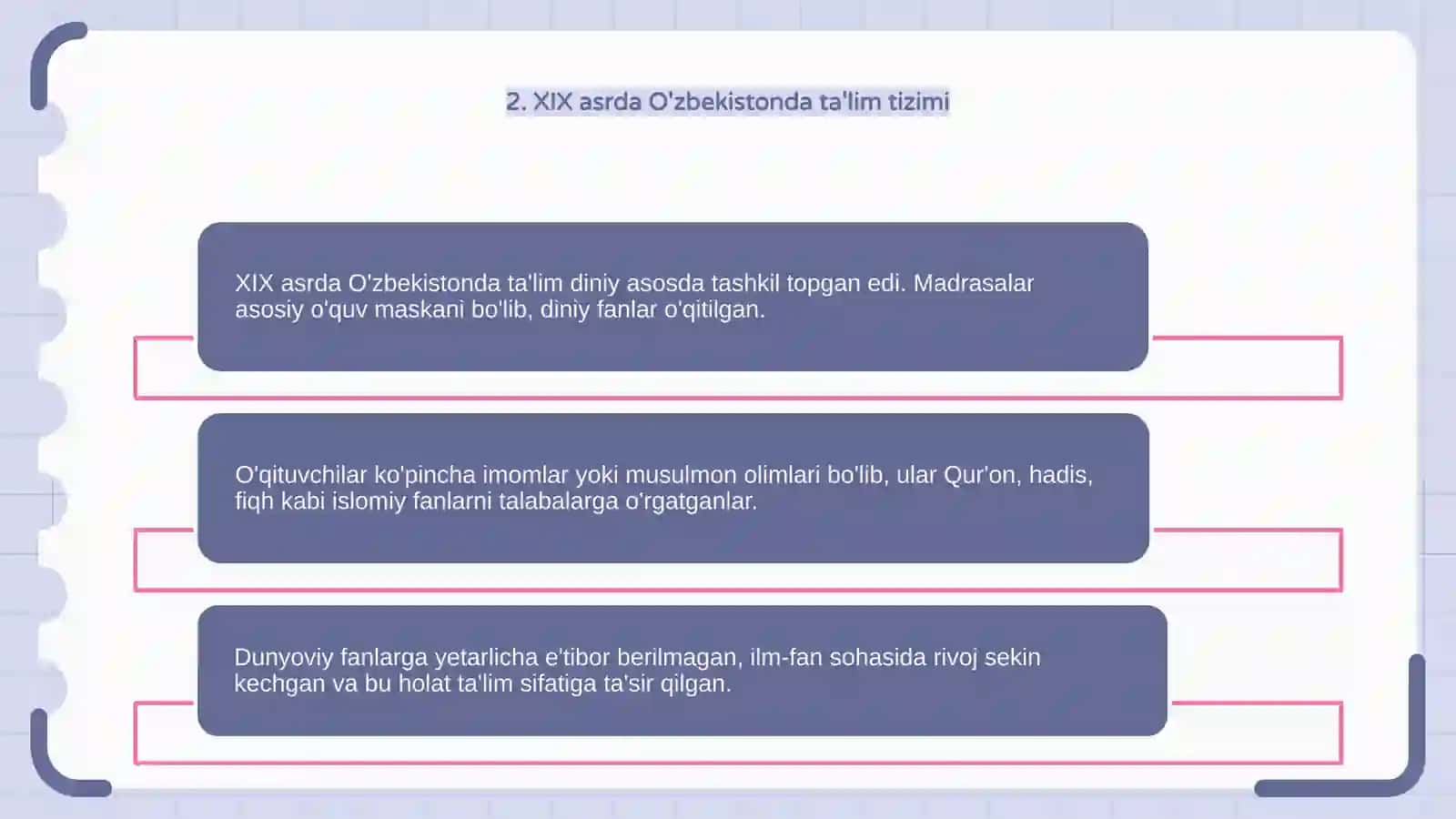 XIX ASRDAN HOZIRGI KUNGACHA O'ZBEKISTON RESPUBLIKASI TA'LIM TIZIMI 4