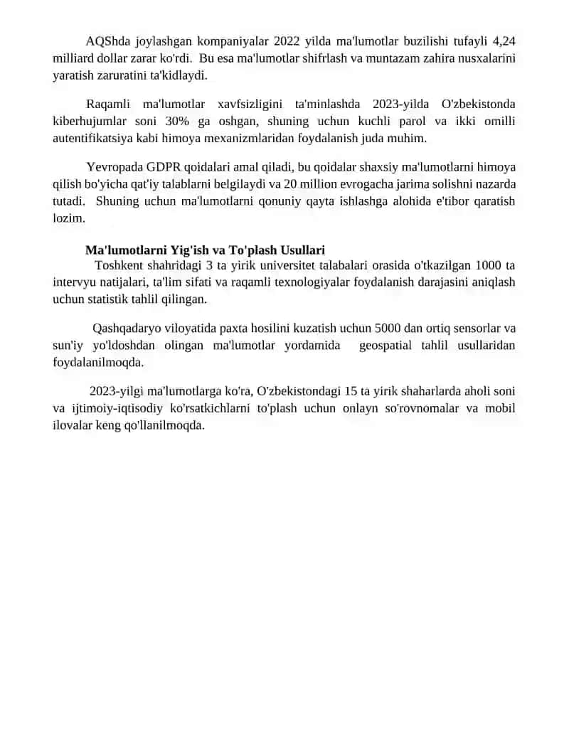 Raqamli Ma'lumotlar bilan ishlash 4