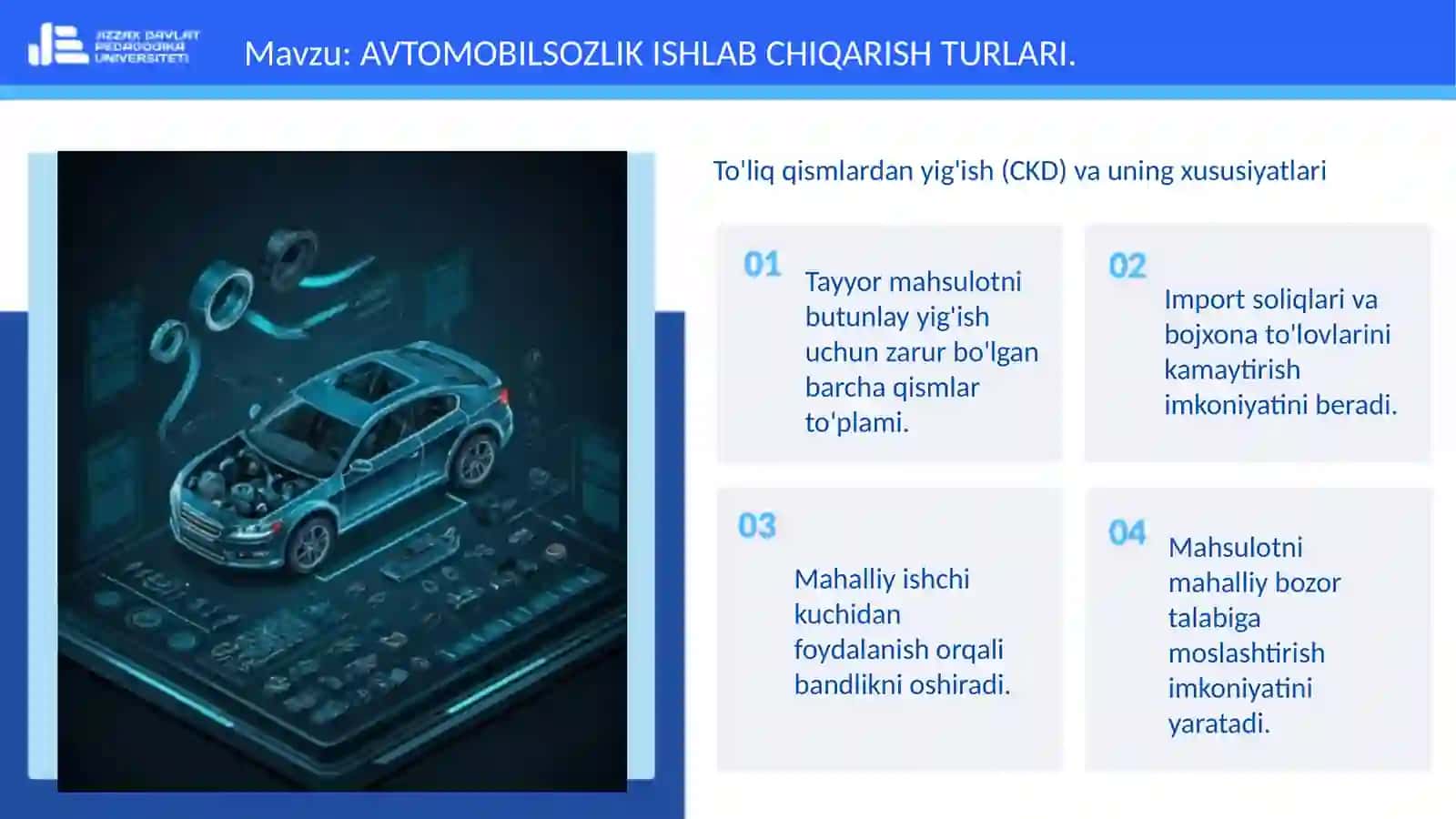 AVTOMOBILSOZLIK ISHLAB CHIQARISH TURLARI 4