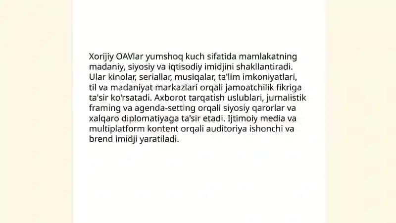 Xorijiy ommaviy axborot vositalarining media makondagi òrni 4