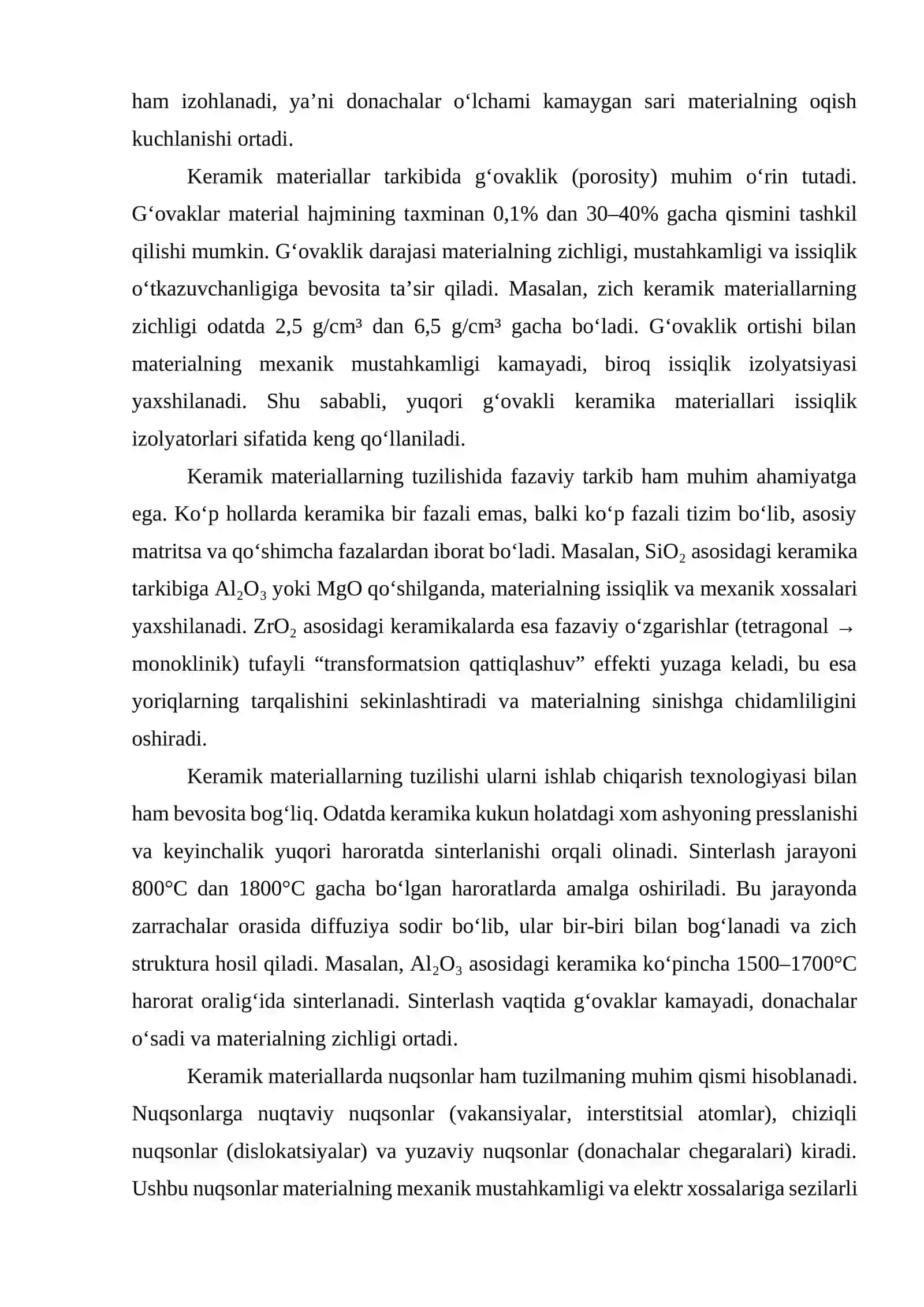Keramik materiallarning tuzilishi va xossalari 4