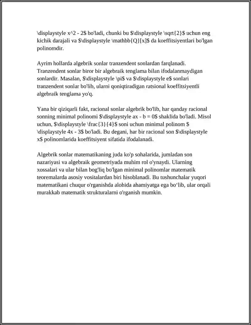 ALGEBRIK SONLAR MAYDONI 4