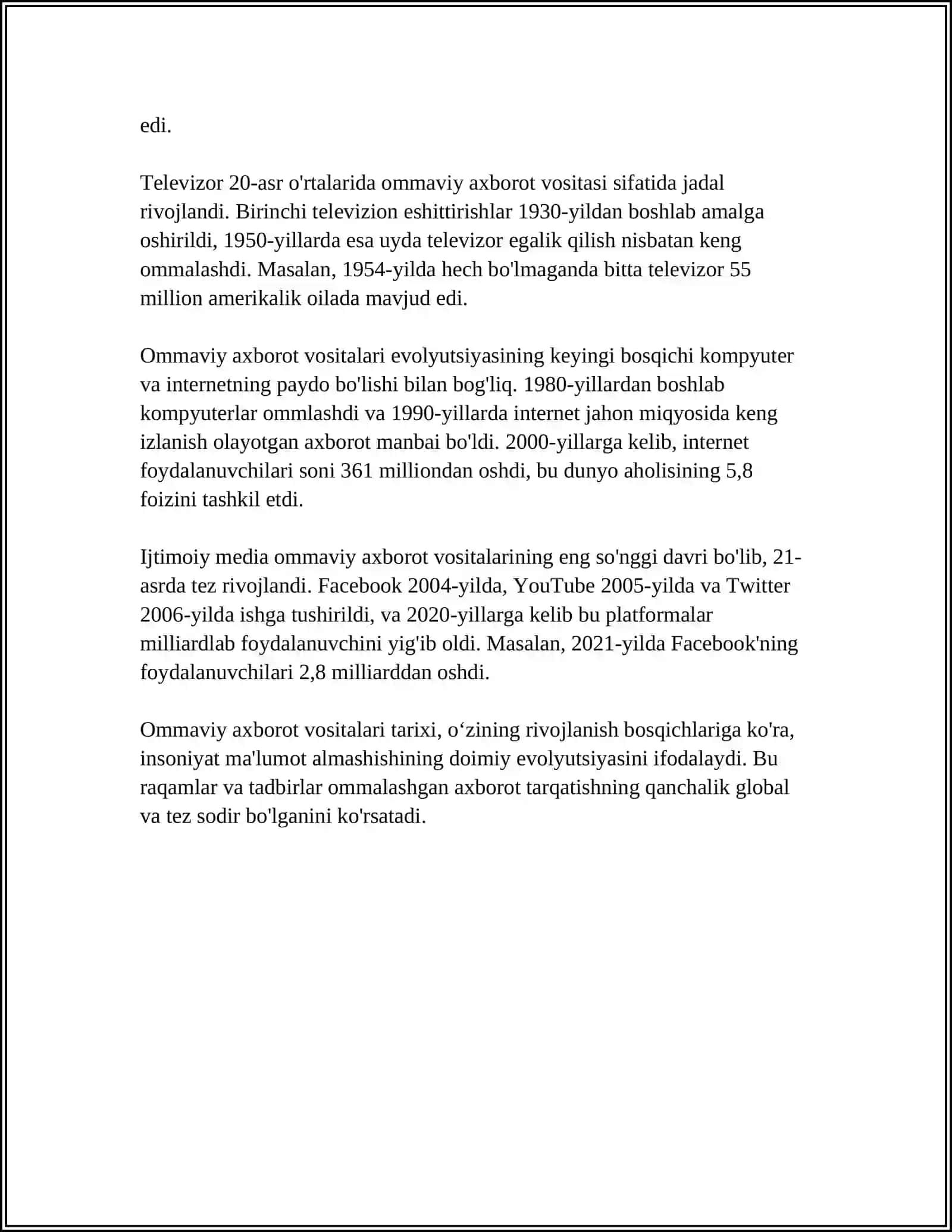 OMMAVIY AXBOROT VOSITALARI VA MEDIA 4