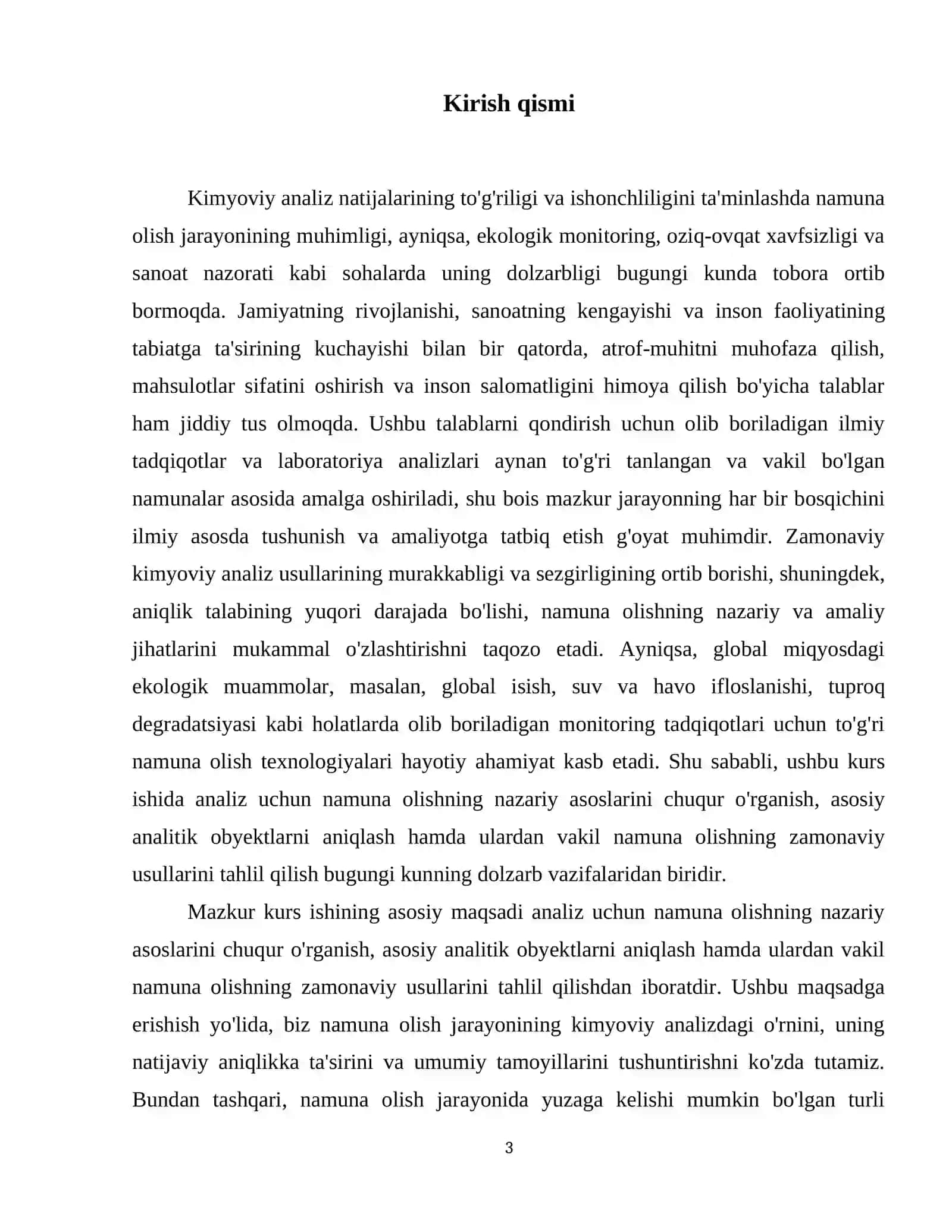 Analiz uchun namuna olish, asosiy analitik ob’yektlar. 4
