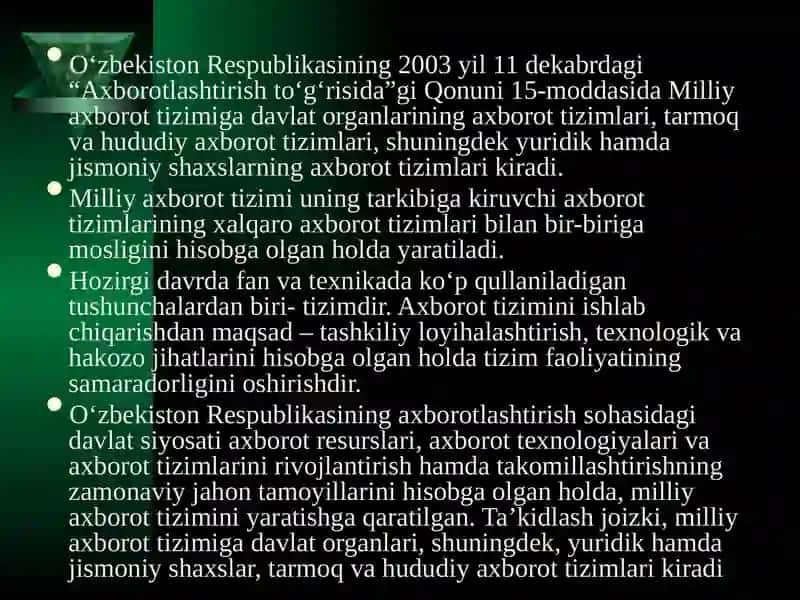 Axborot tizimlari va axborot texnologiyalari 4