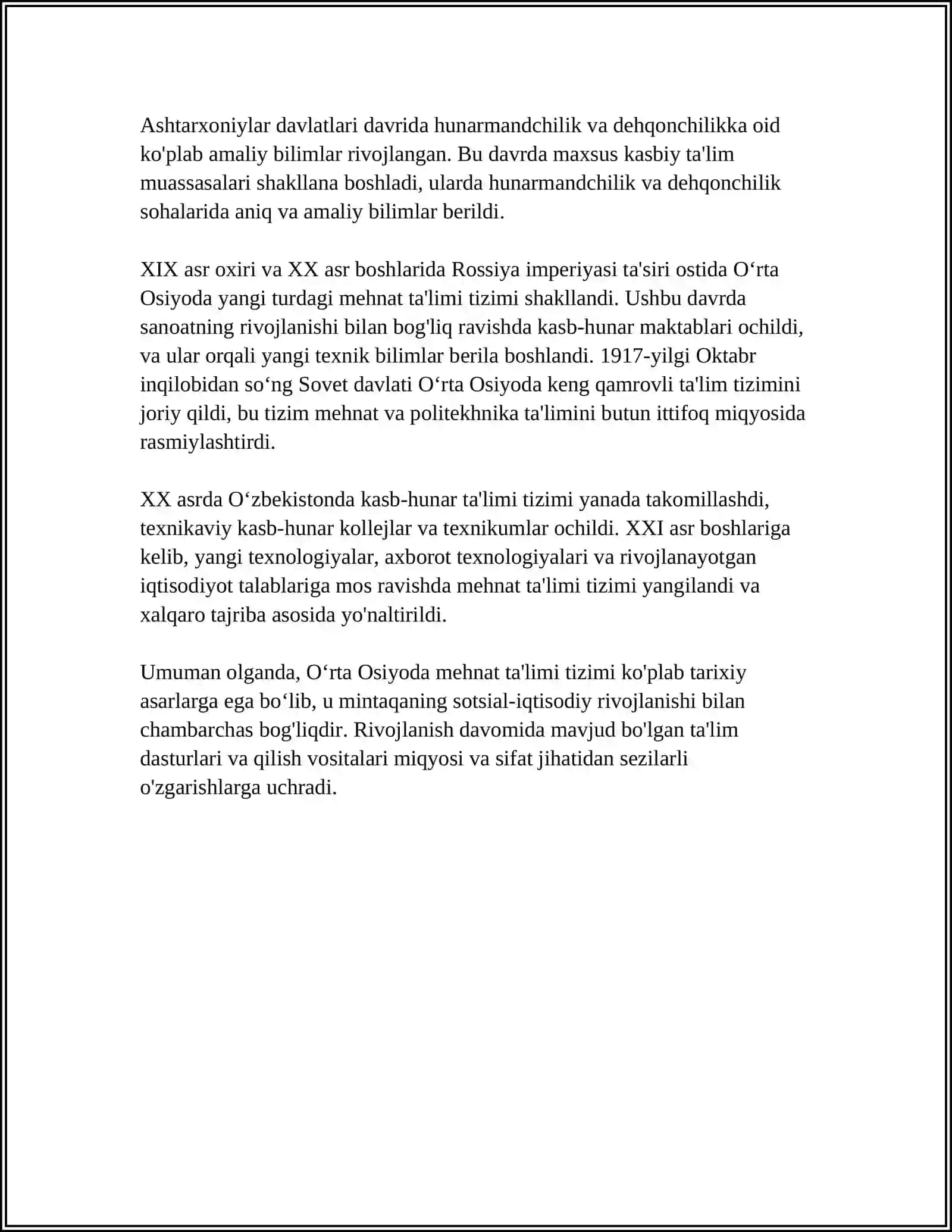 O‘RTA OSIYODA MEHNAT TA‘LIMINING TARKIB TOPISHI 4