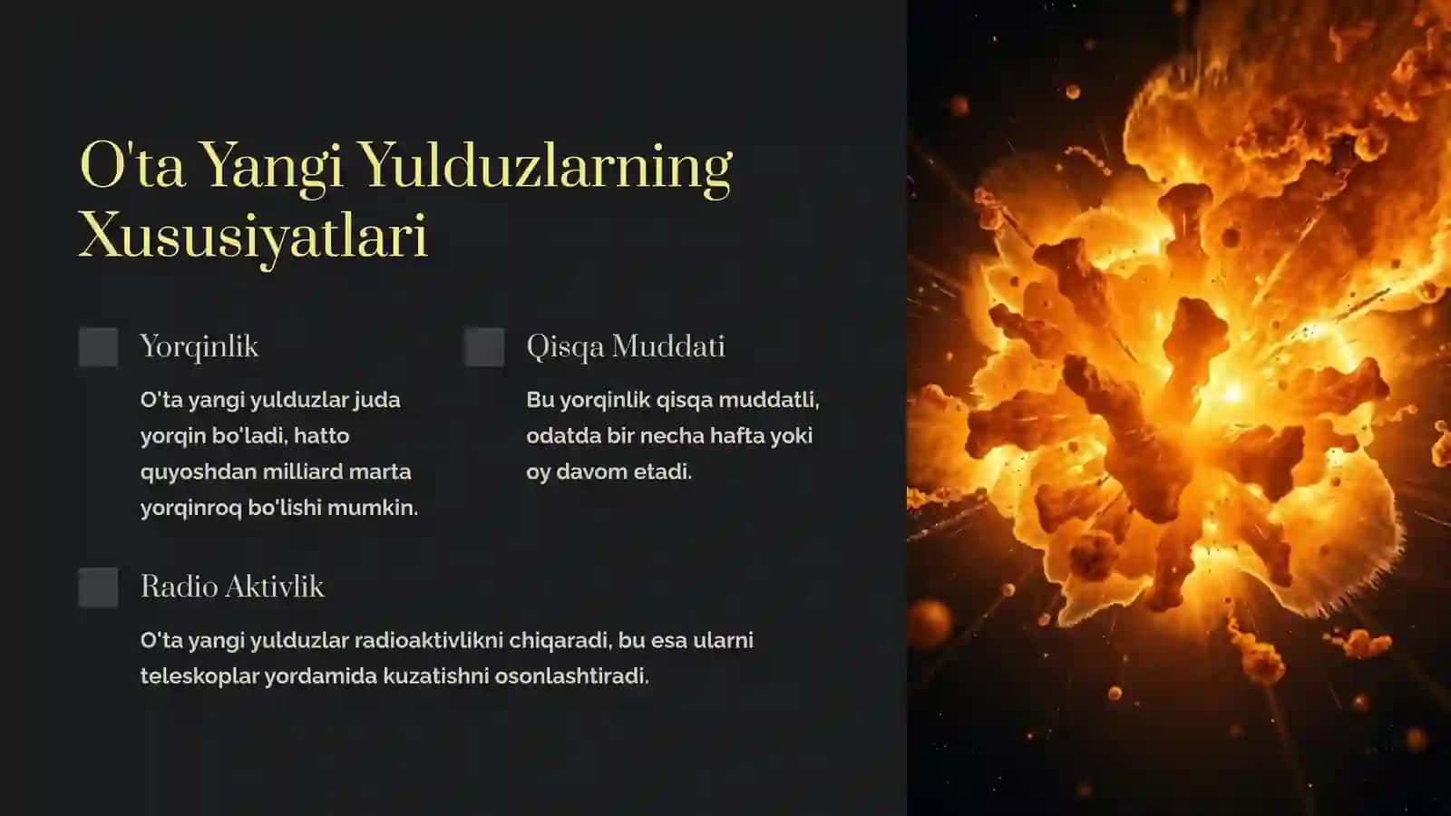 O'ta Yangi Yulduzlar: Katta Yulduzlarning Oxirgi Bosqichlari 4