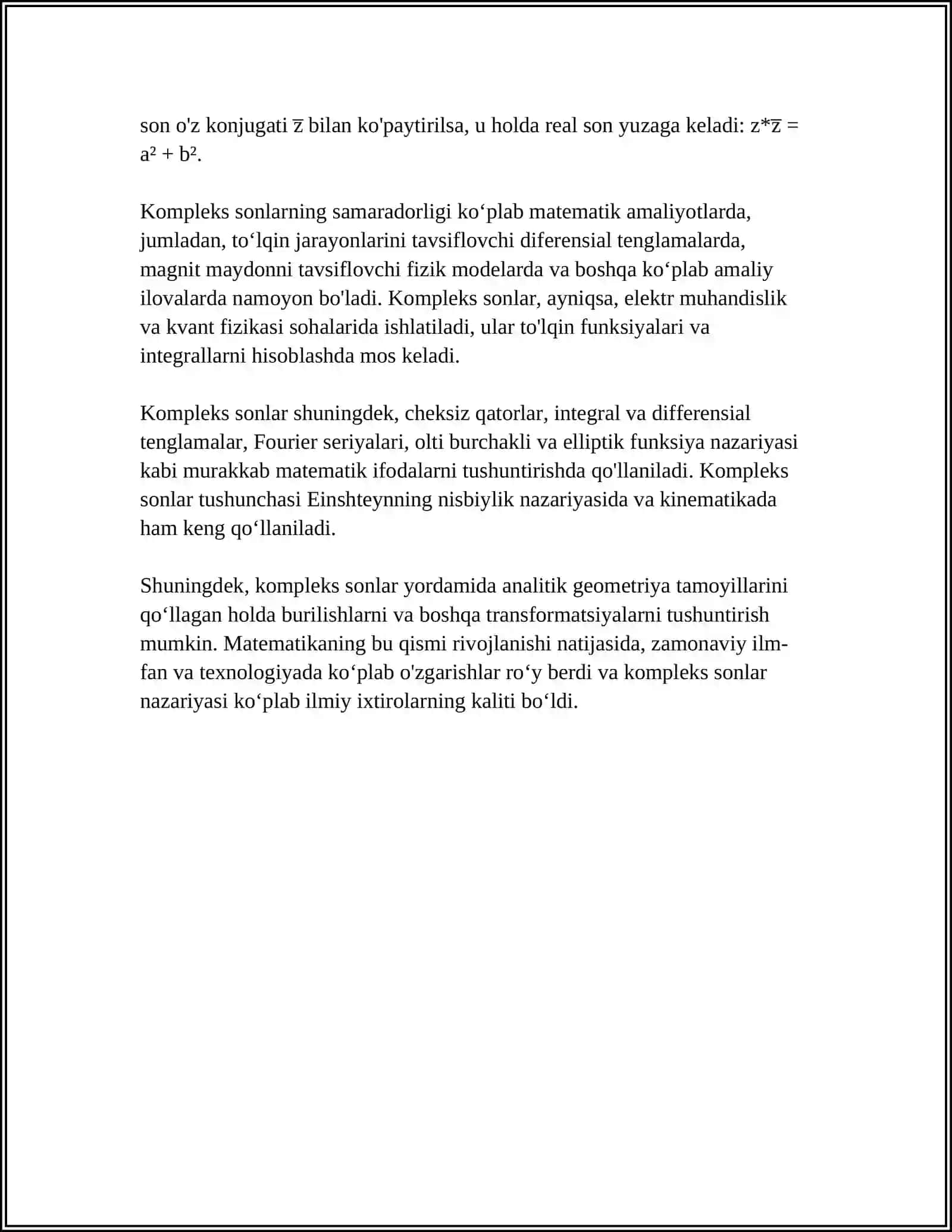 KOMPLEKS SONLAR HAQIDA TUSHUNCHA 4