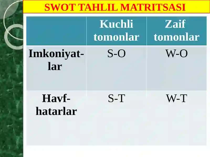 SWOT TAHLIL TIZIMI 4
