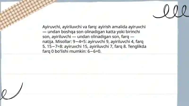 Ayirish va boʻlishning ta'rifi 4