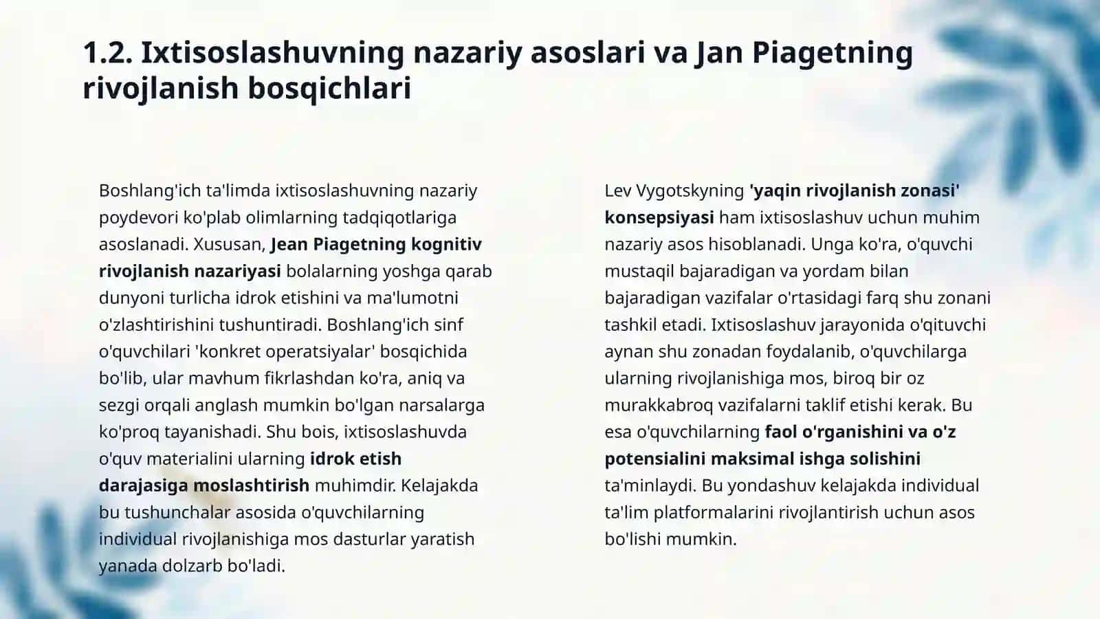 Boshlang'ich ta'limda ixtisoslashuvni amalga oshirish asoslari 4