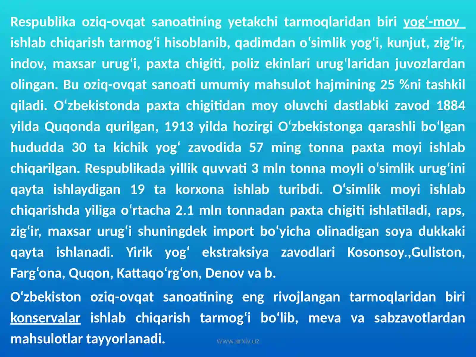 Oziq-ovqat sanoati mavqei 4