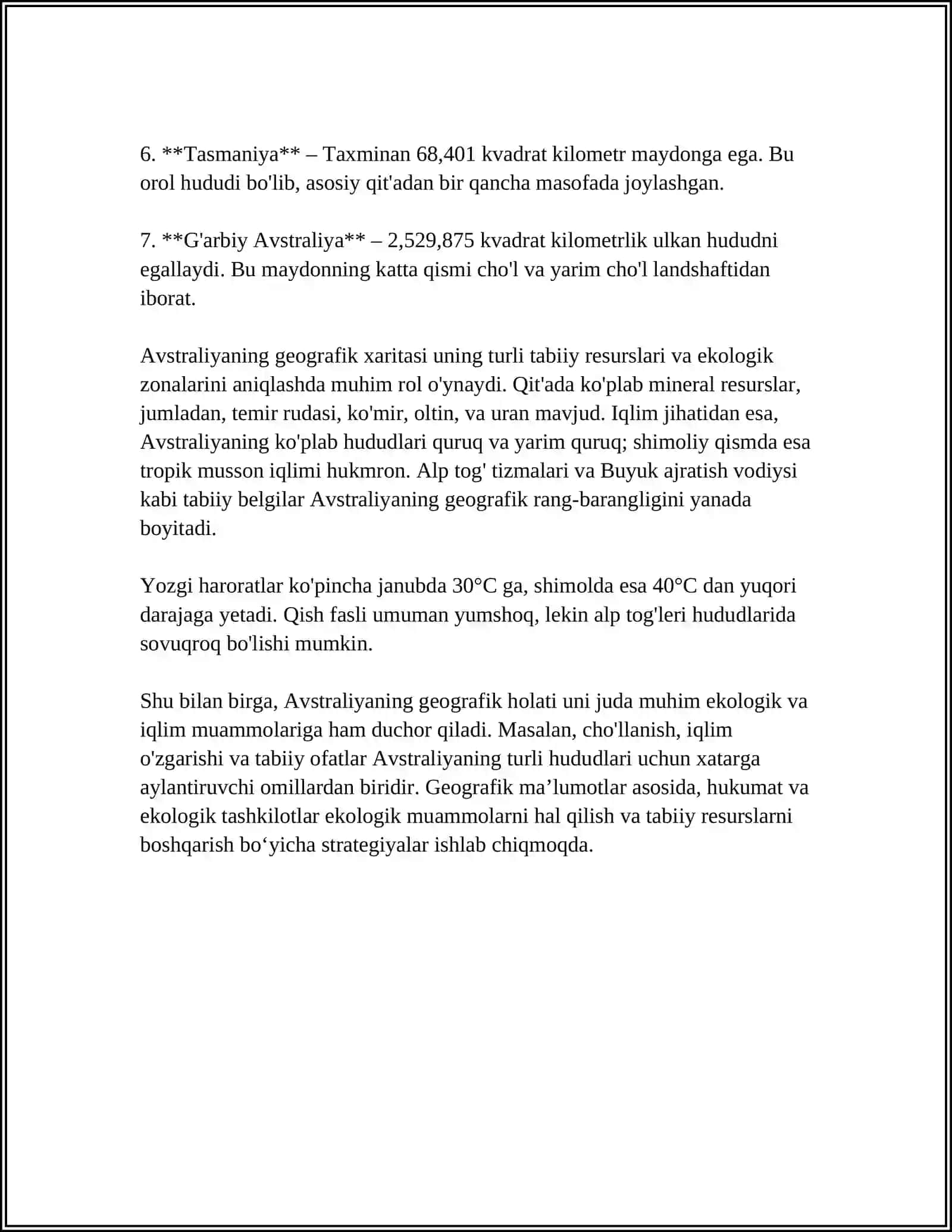 AVSTRALIYANING TABIIY GEOGRAFIK RAYONLARI TAHLILI 4