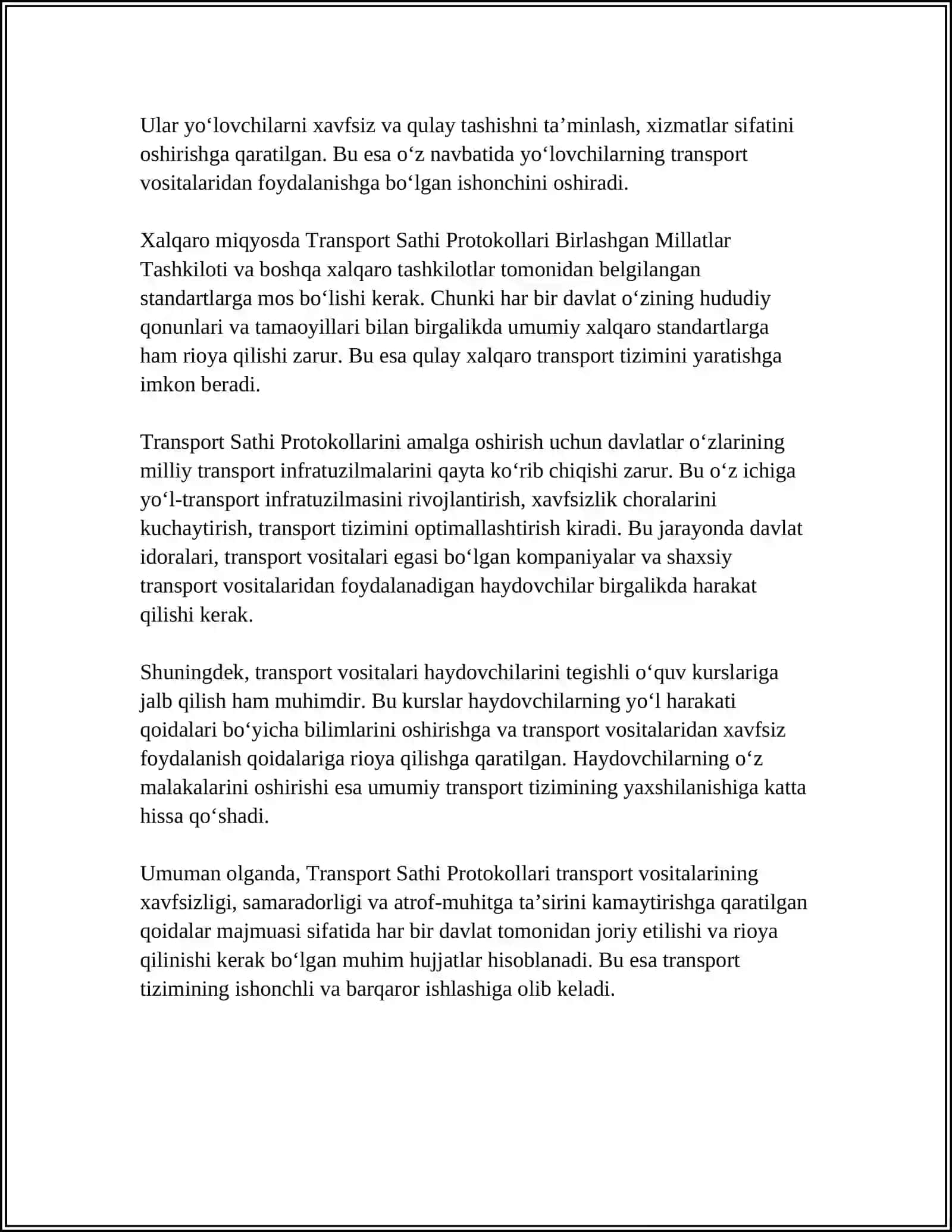 TRANSPORT SATHI PROTOKOLLARI: TCP VA UDP 4
