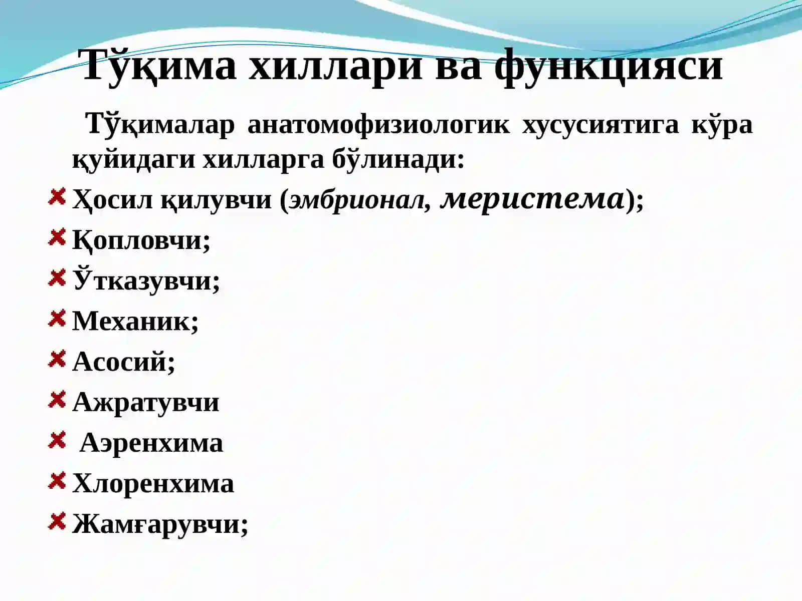 Ўcимлик тўқималари 4