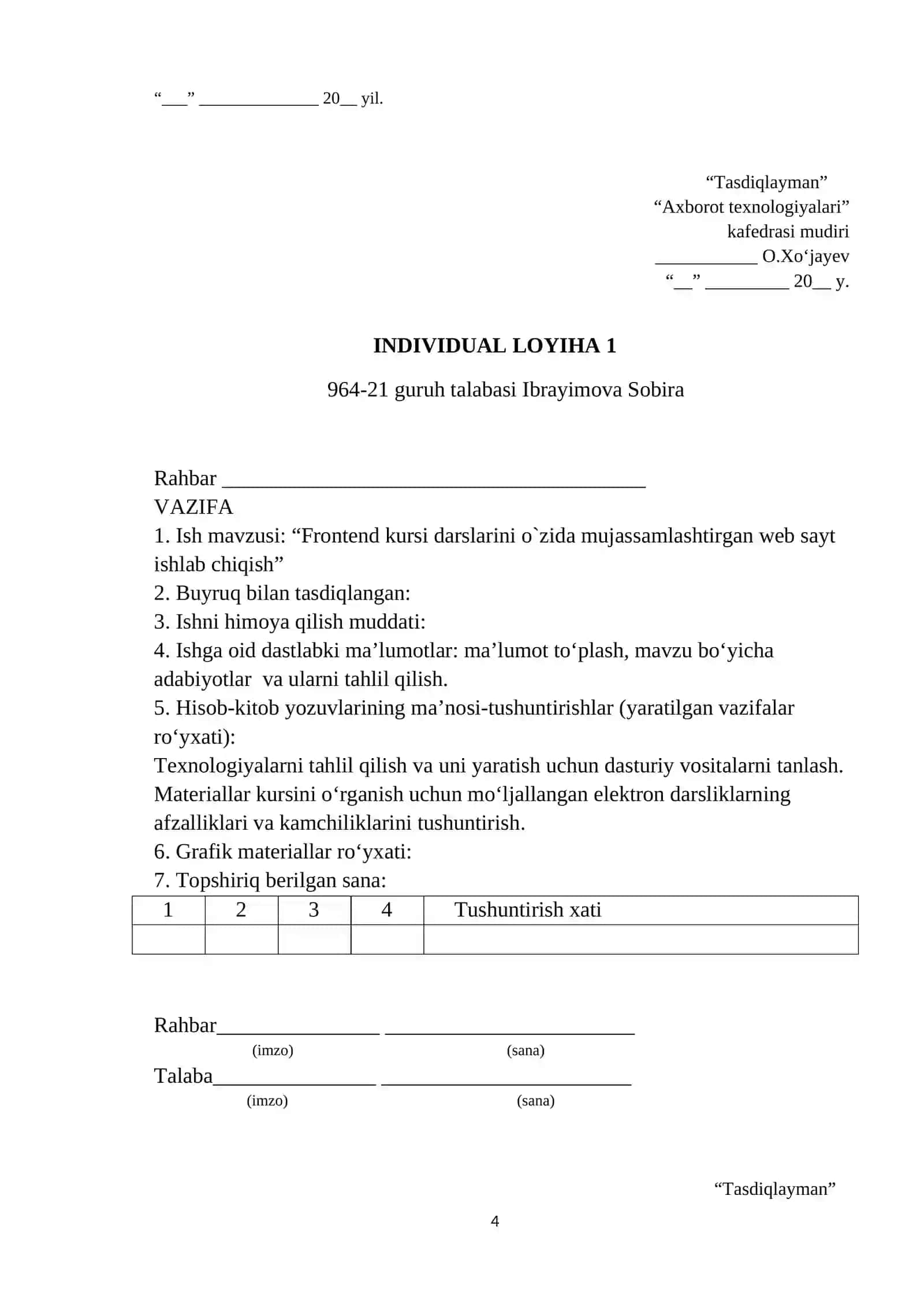 Frontend kursi darslarini o`zida mujassamlashtirgan web sayt ishlab chiqish 4