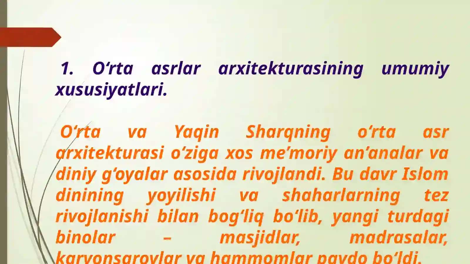 O‘RTA VA YAQIN SHARQ O‘RTA ASRLAR ARXITEKTURASI 4