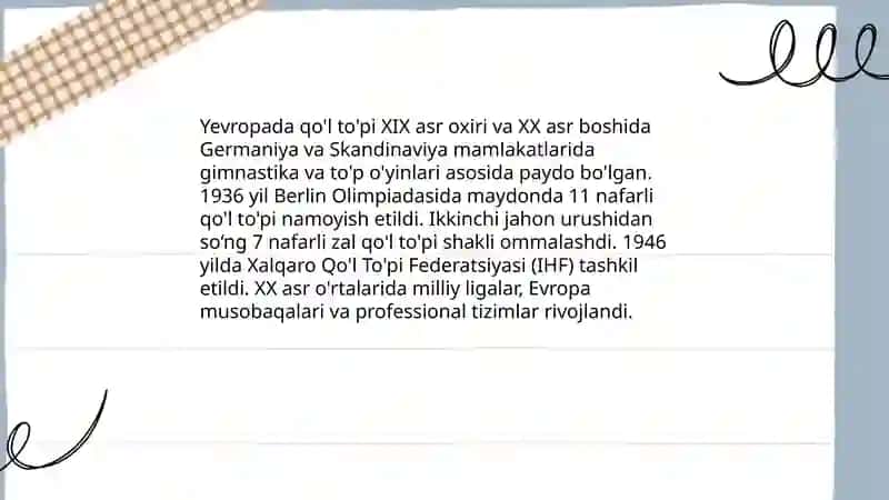 Qo'l to'pi o'yinining kelib chiqishi, rivojlanish tarixi 4