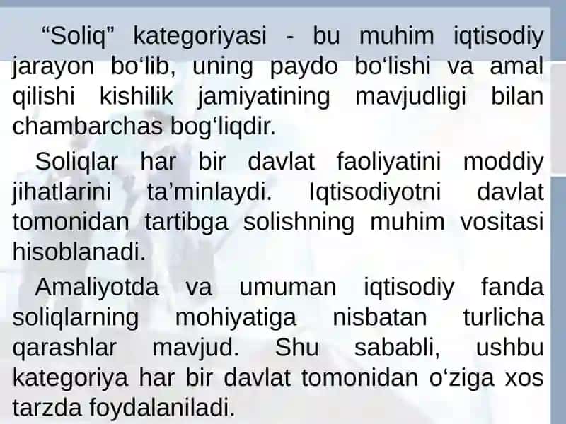 Soliq va soliqqa tortish faniga kirish 4