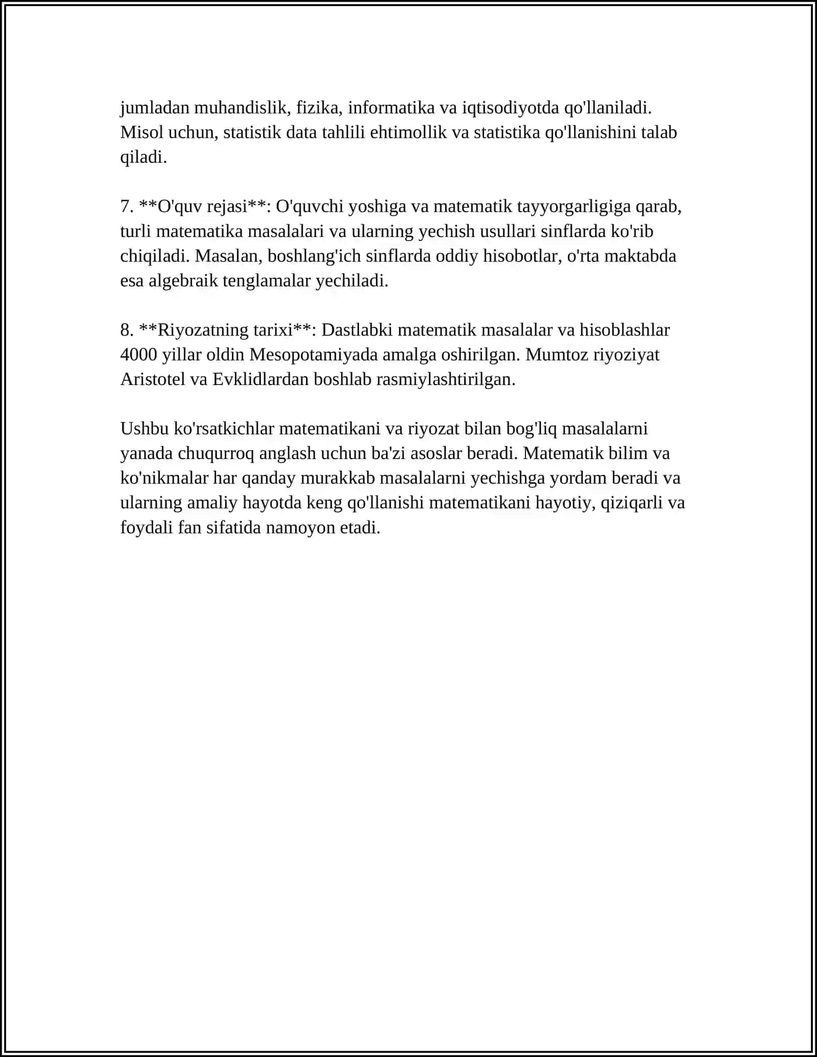 MUSTAQIL ISH Mavzu: RIMKEVINCH MASALALAR TOʻPLAMI 4