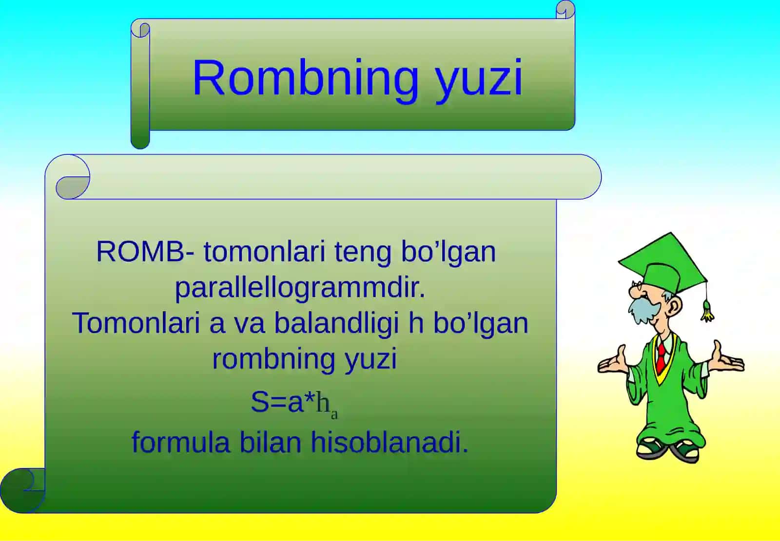 Romb va  yuzini hisoblash 4