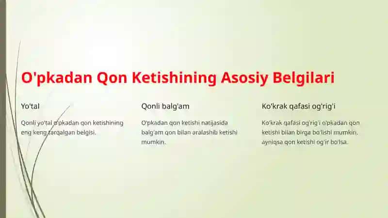 O'pkadan Qon Ketishi 4
