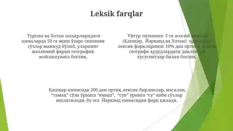 Uyg'ur tilidagi shevalar va dialektlar 4