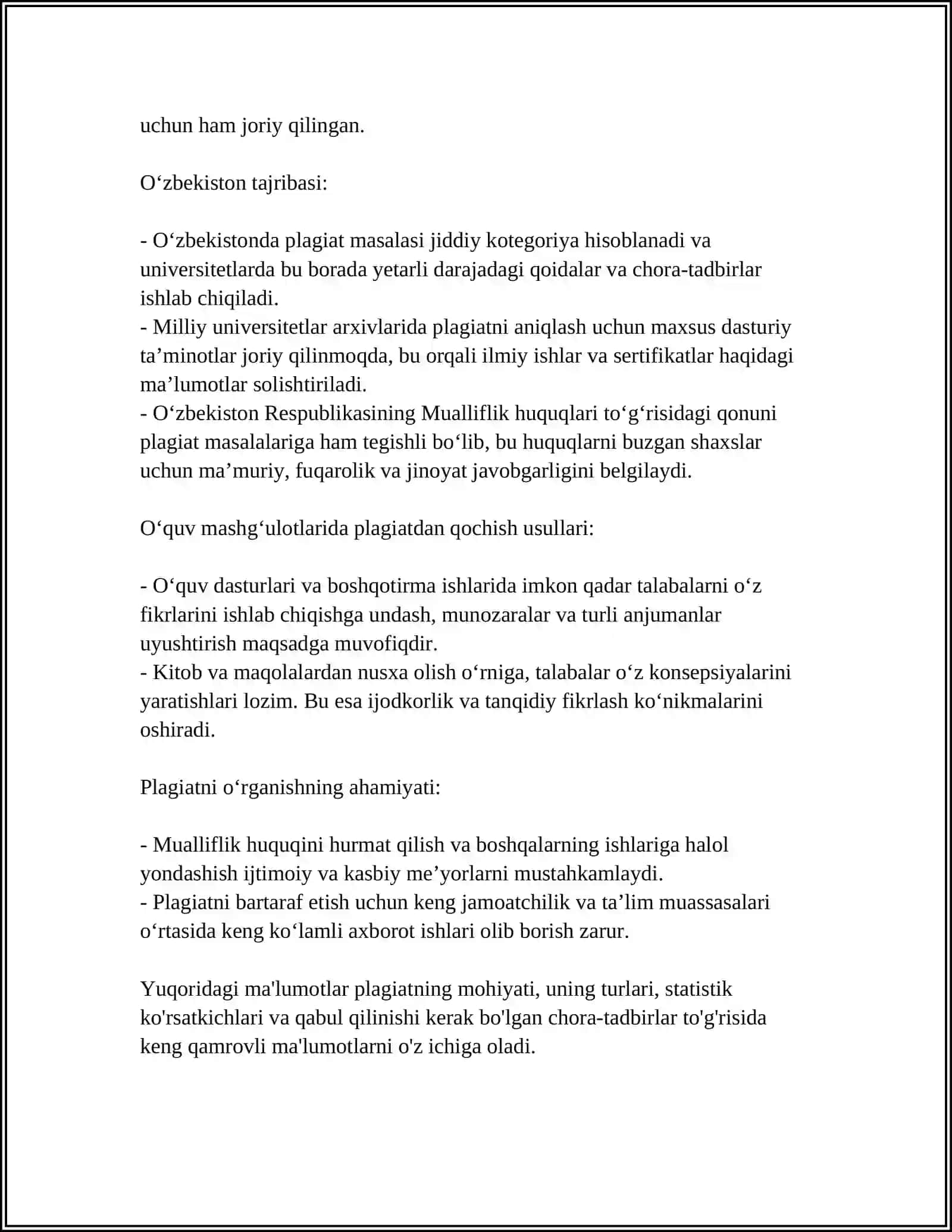 PLAGIATGA QARSHI DASTURLAR BILAN TANISHISH 4
