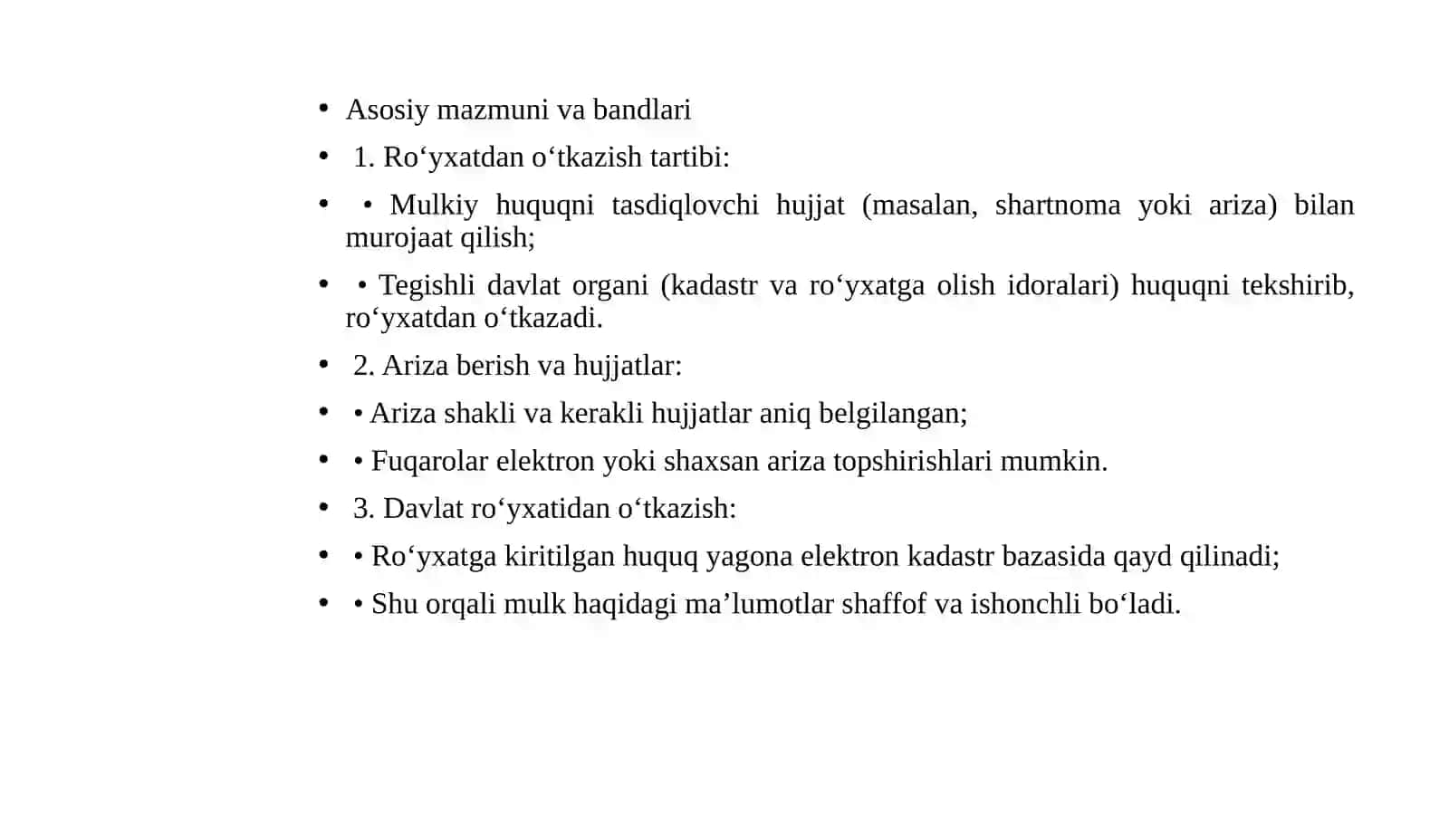Ko’chmas mulkka doir normativ – huquqiy hujjatlar bilan tanishish (4) 4