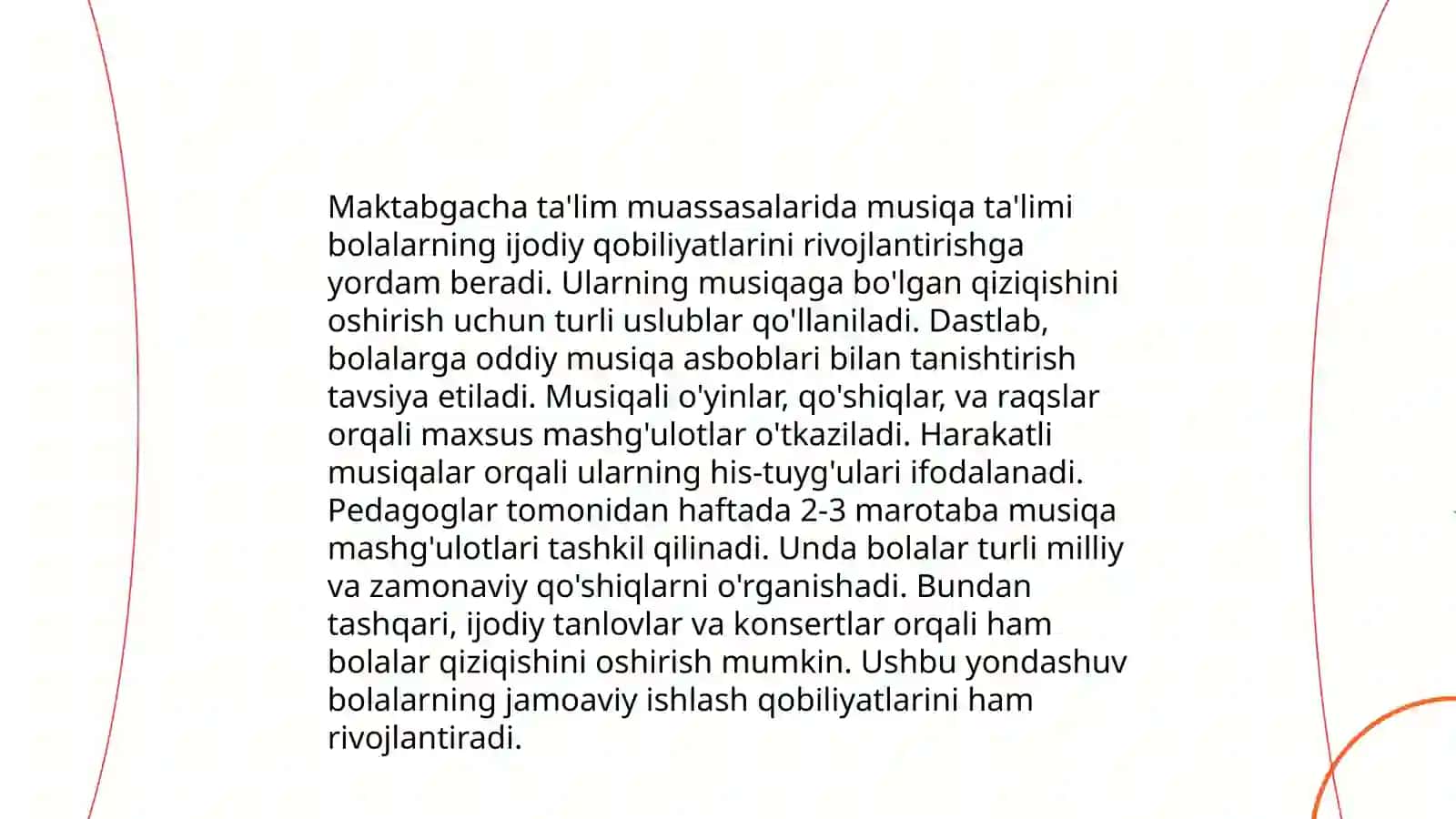 Maktabgacha ta'lim muassasasida musiqa savodi faoliyatining mazmuni 4
