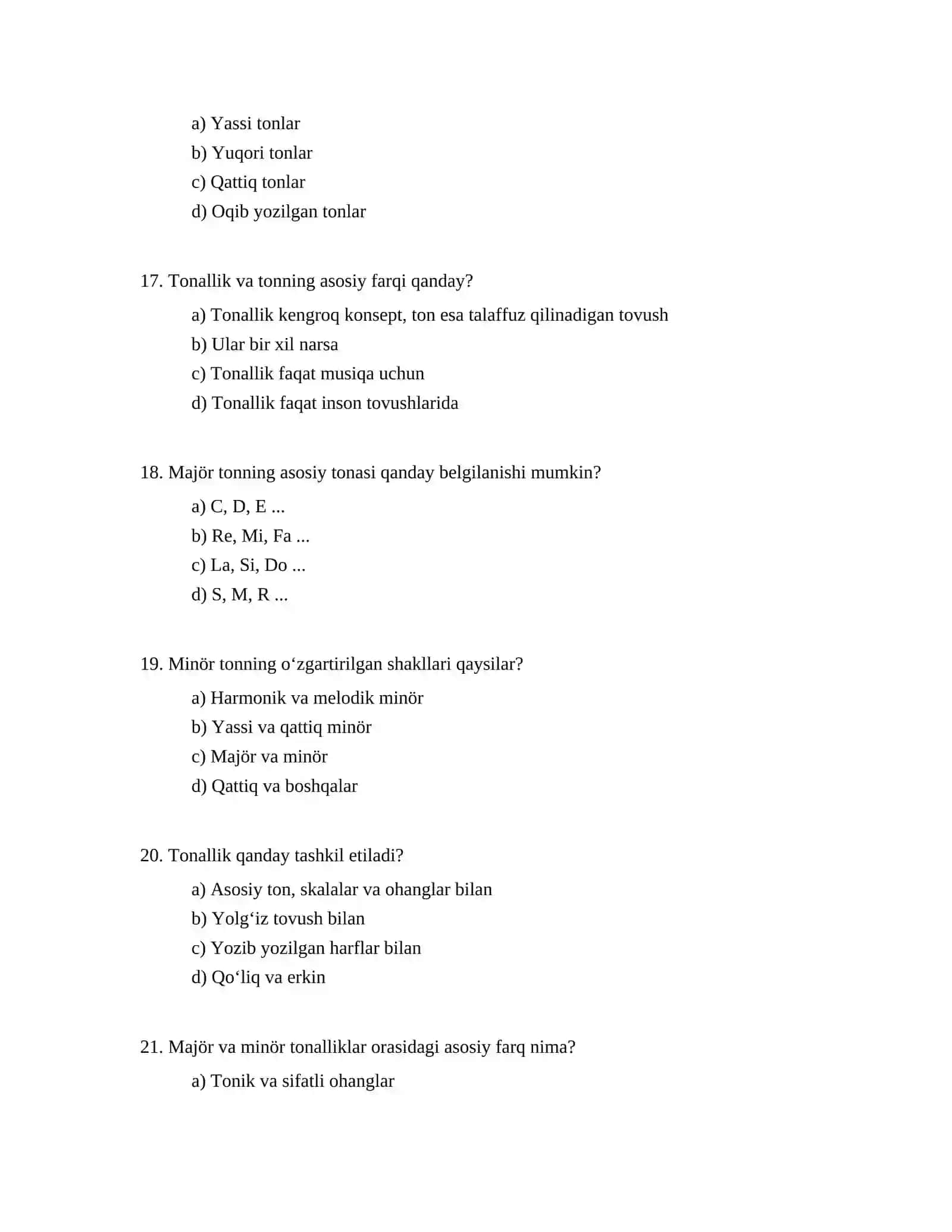 Tonalliklar haqida savol-javoblar 4