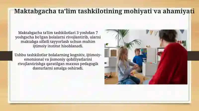 Maktabgacha ta'lim tashkiloti - maktabgacha yoshdagi bolalar ijtimoiy tarbiya maskani 4