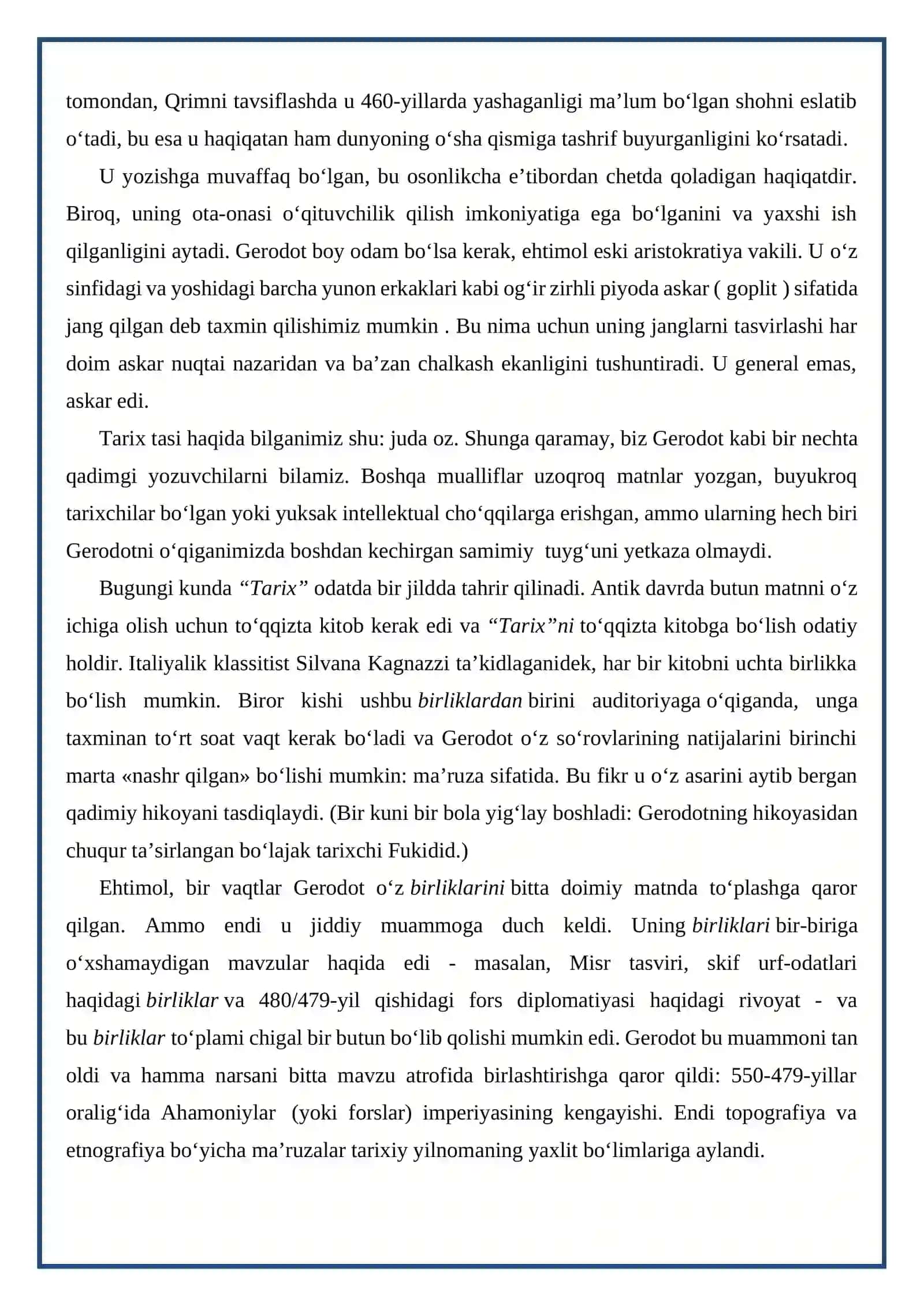 MUSTAQIL ISHI - Gerodot va uning “Tarix” asari haqida 4