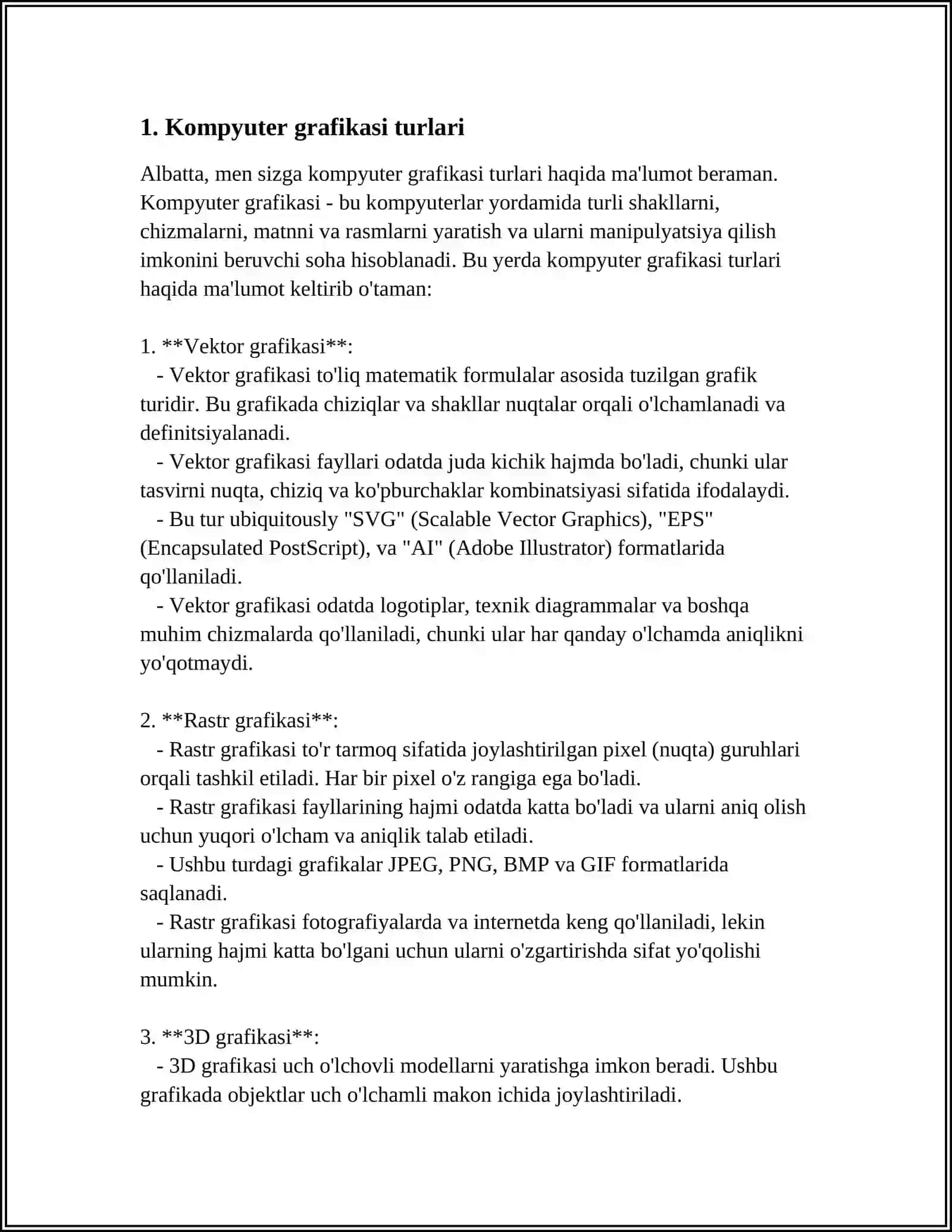 KOMPYUTER GRAFIKASINING TASNIFI 4