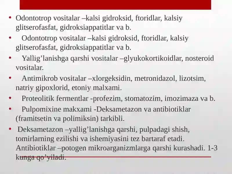 Davolovchitagliklar Tarkibi, Qo`llanishi 4