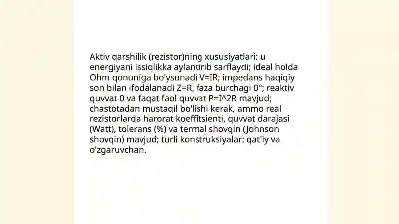 Aktiv va reaktiv qarshilik 4