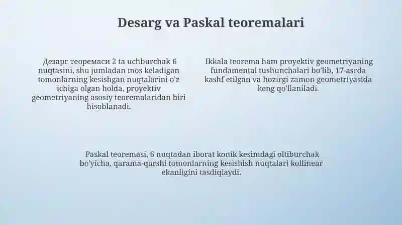 Proyektiv geometriya va kompyuter grafikasi 4