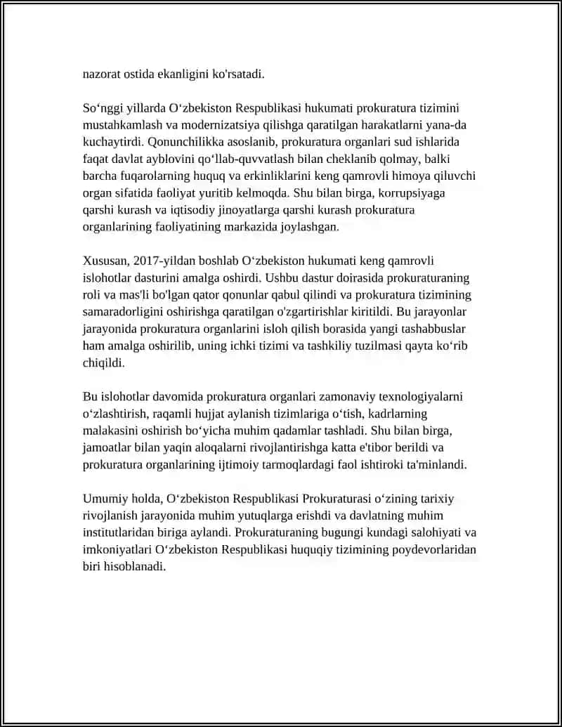OʻZBEKISTON RESPUBLIKASI PROKURATURASI RIVOJLANISHI 4