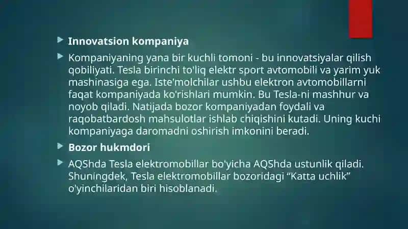 Tesla SWOT tahlili 4