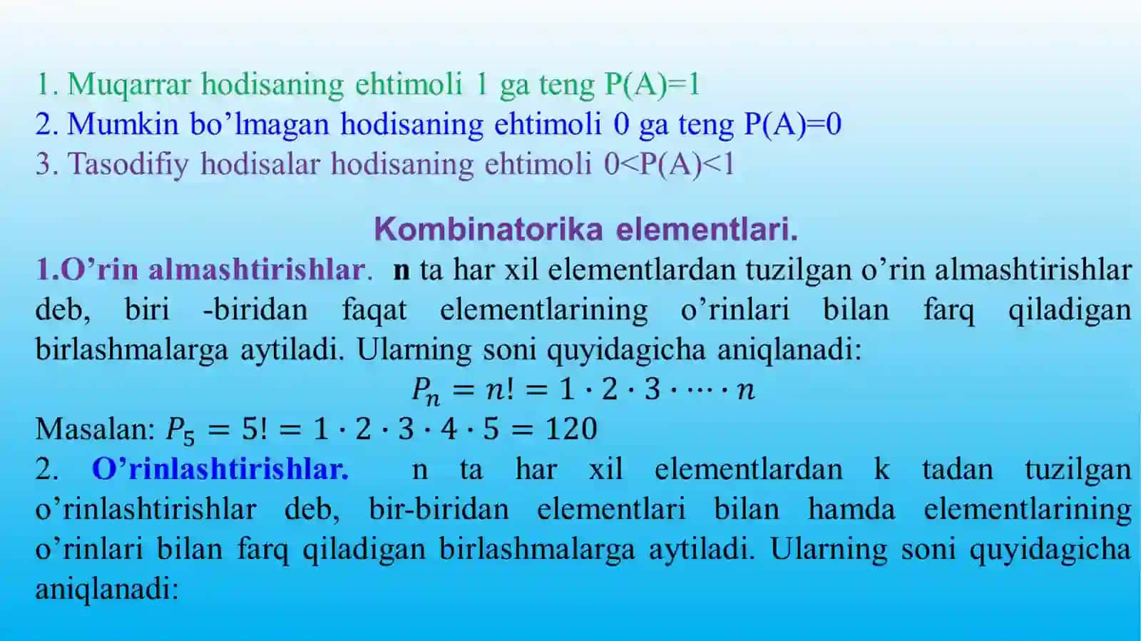 9-MA’RUZA:TASODIFIY HODISANING EHTIMOLI 4