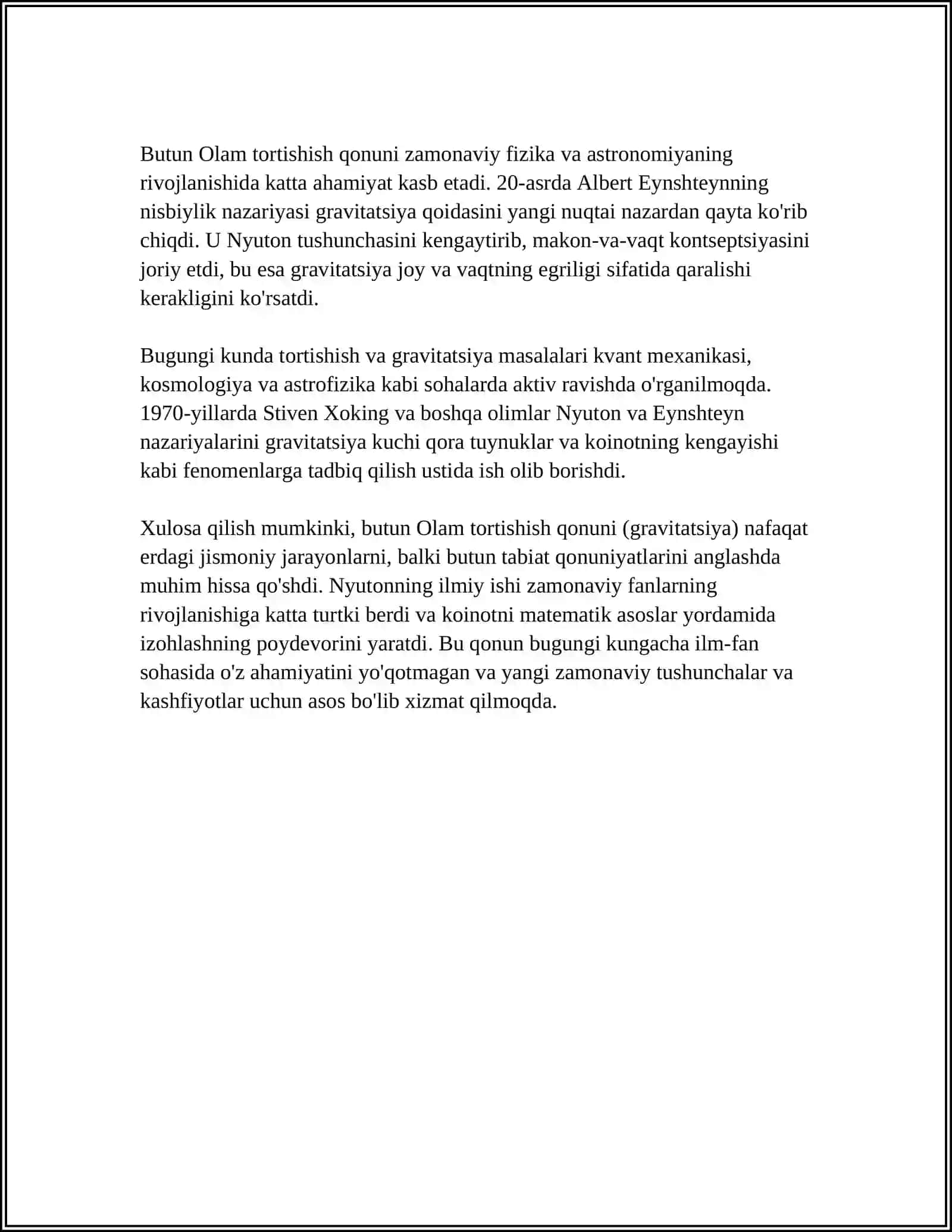 BUTUN OLAM TORTISHISH QONUNI VA UNI YARATILISH TARIXI 4