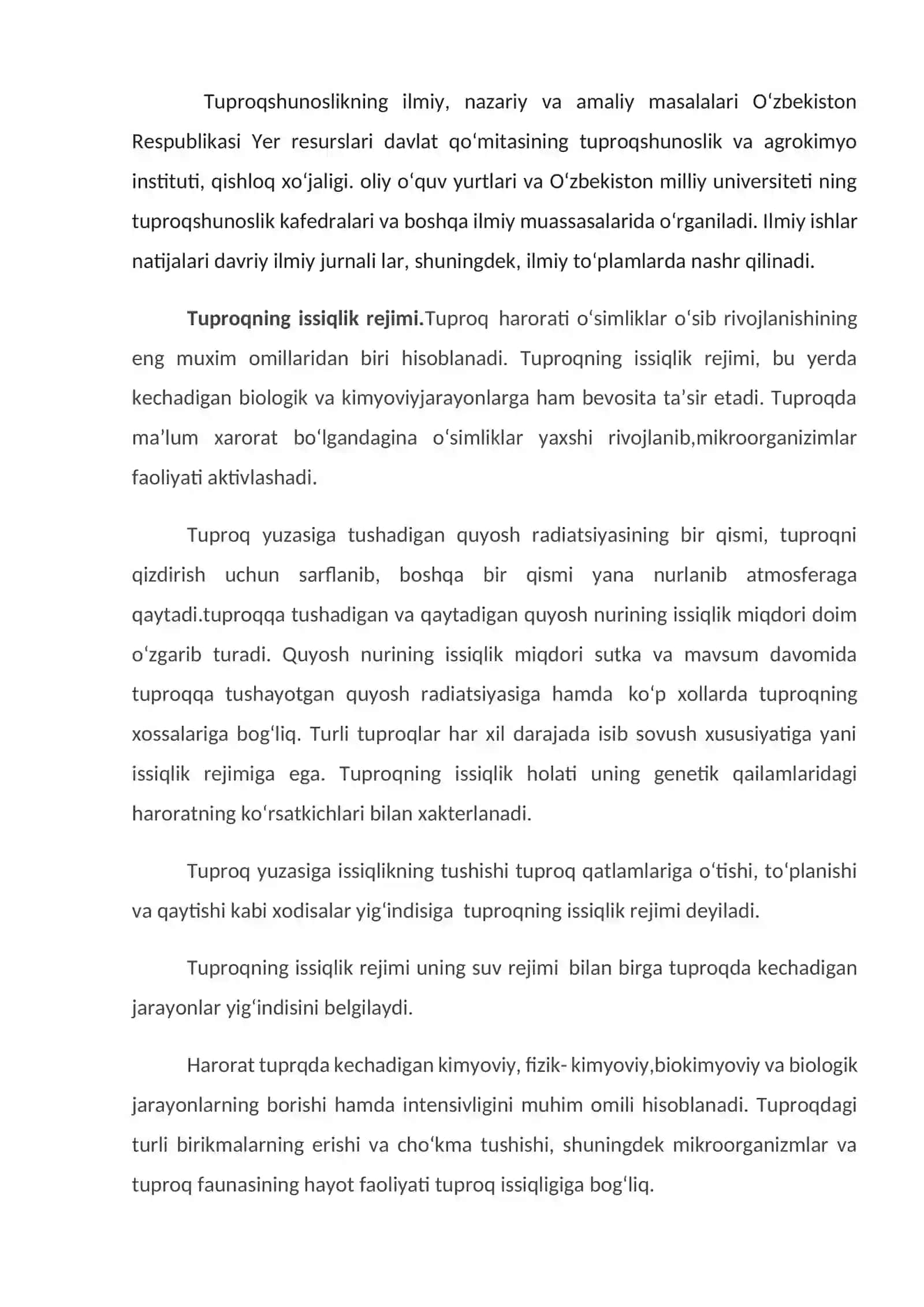 Tuproqning issiqlik xossalari 4