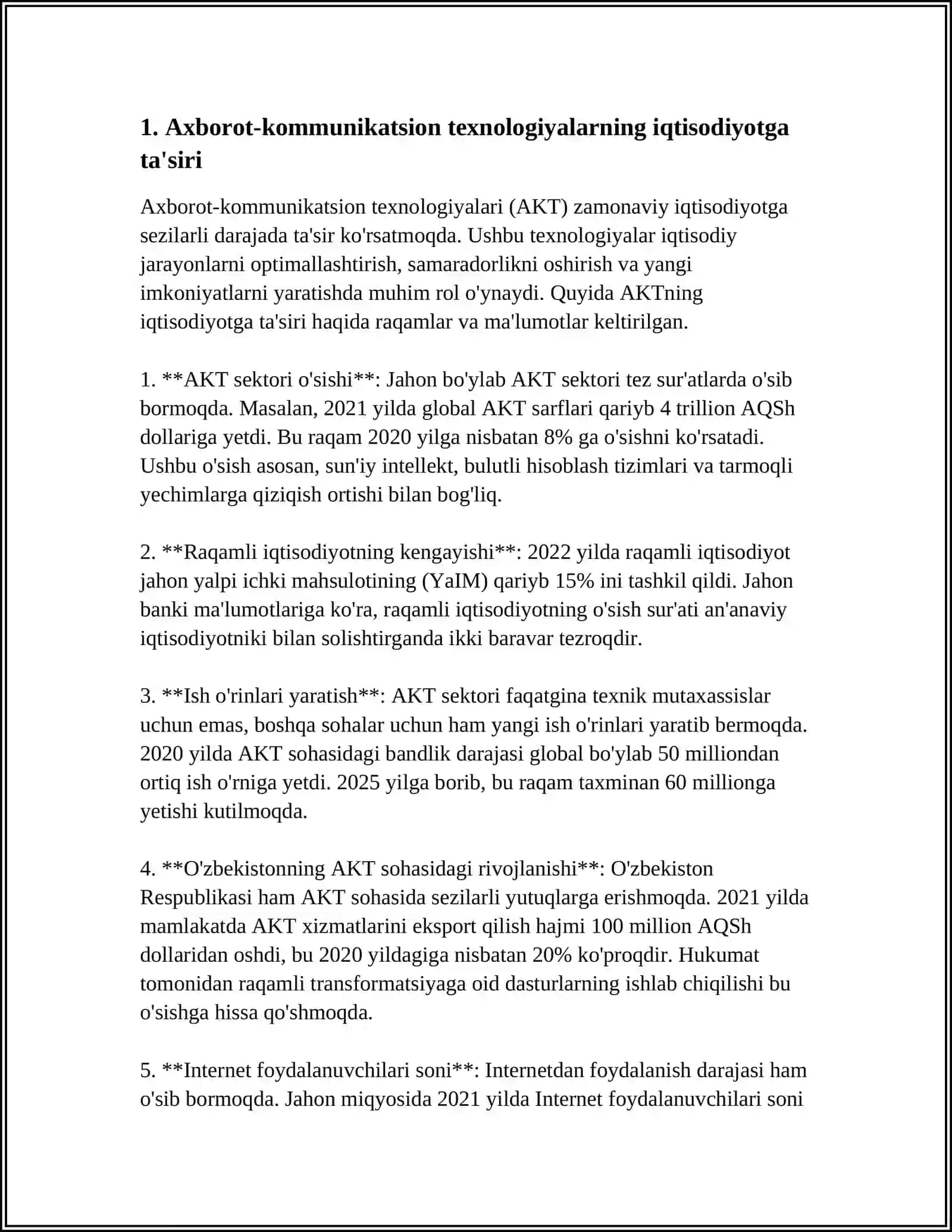 IQTISODIYOTDA AXBOROT-KOMMUNIKATSION TEXNOLOGIYALAR VA TIZIMLAR 4