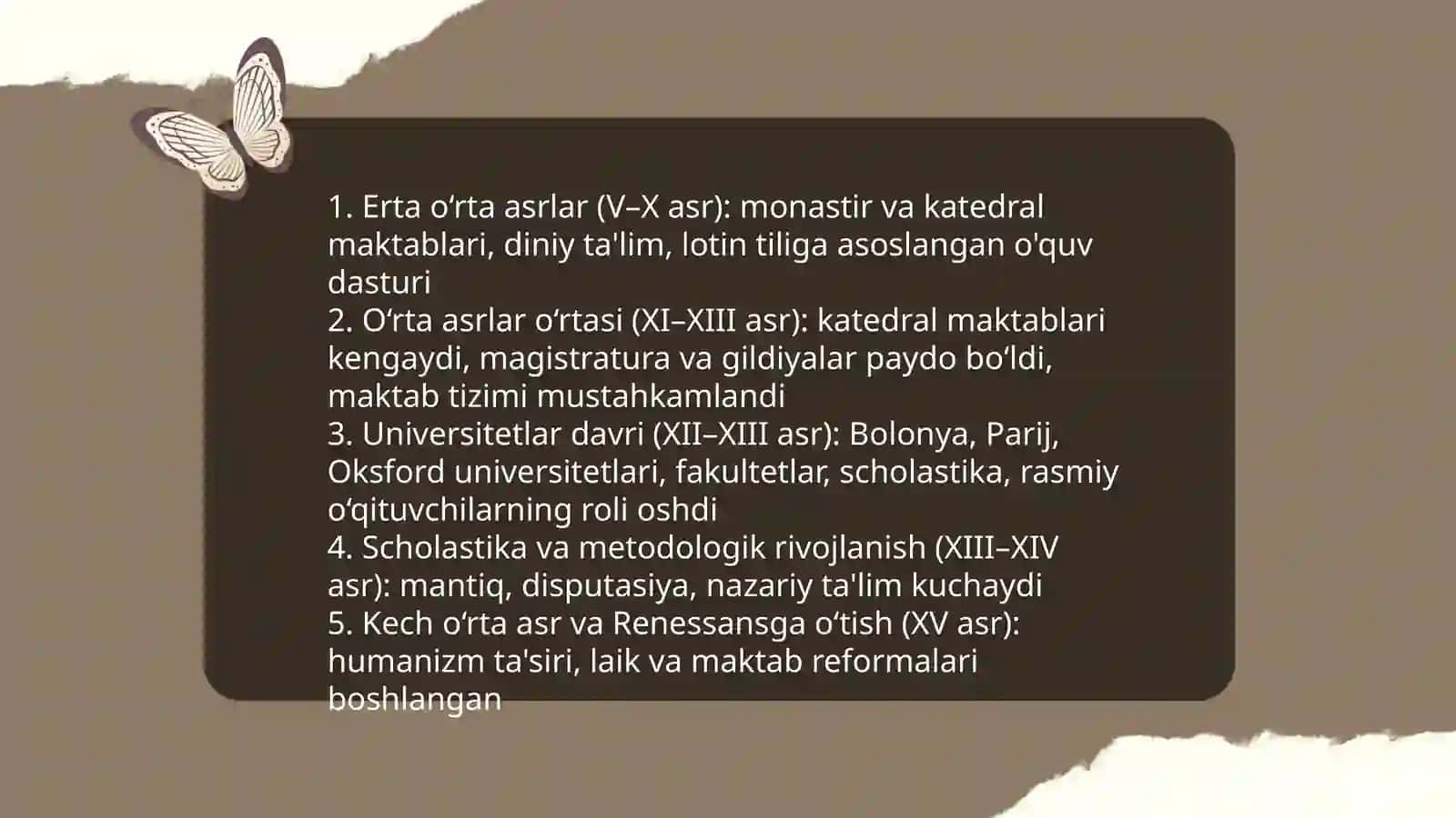 Pedagogik g‘oyalarning rivojlanish bosqichlari 4