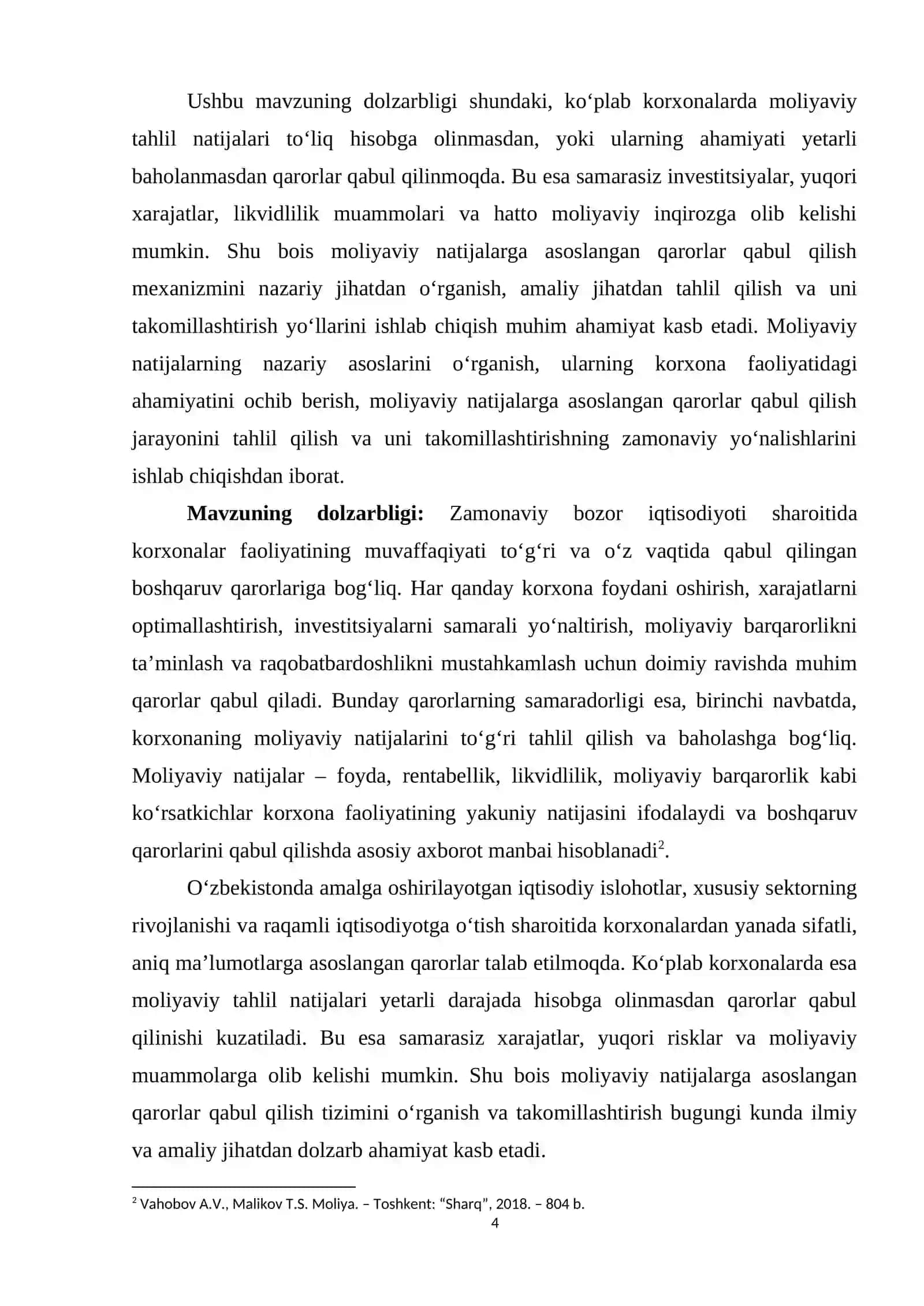 MOLIYAVIY NATIJALARGA ASOSLANGAN QARORLAR QABUL QILISH 4